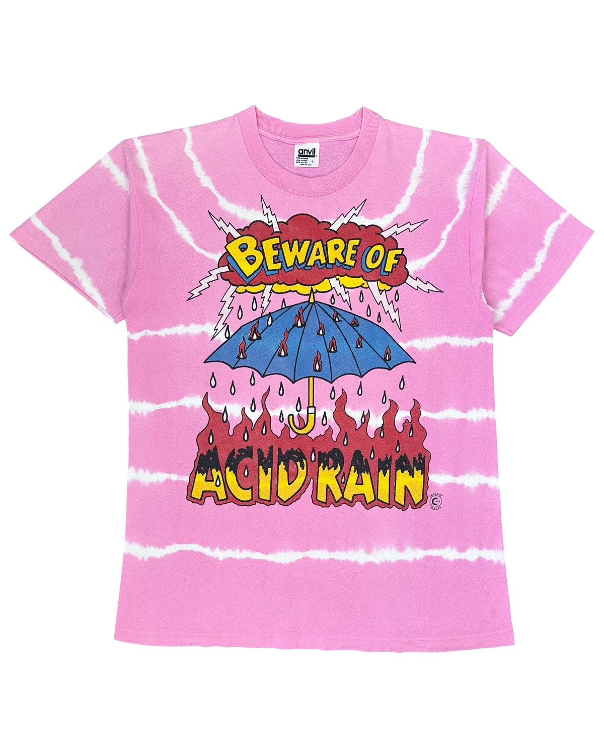 Vintage 90s Creative Images “Beware of Acid Rain” Tie Dye T-Shirt Size US M / EU 48-50 / 2 - 1 Thumbnail