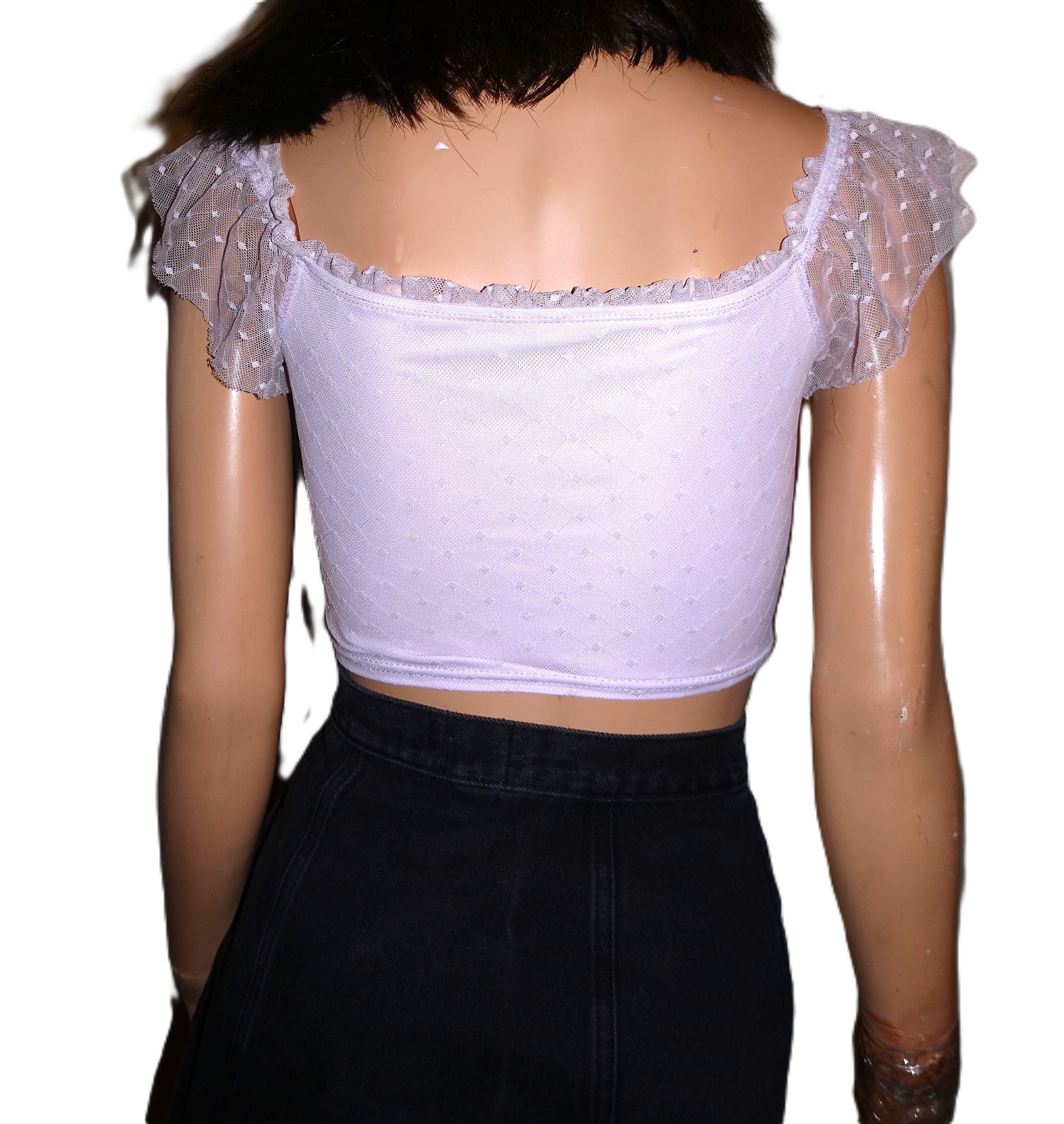Other Windsor Lavender Polka Dot Lace Sheer Top L Size L / US 10 / IT 46 - 5 Thumbnail