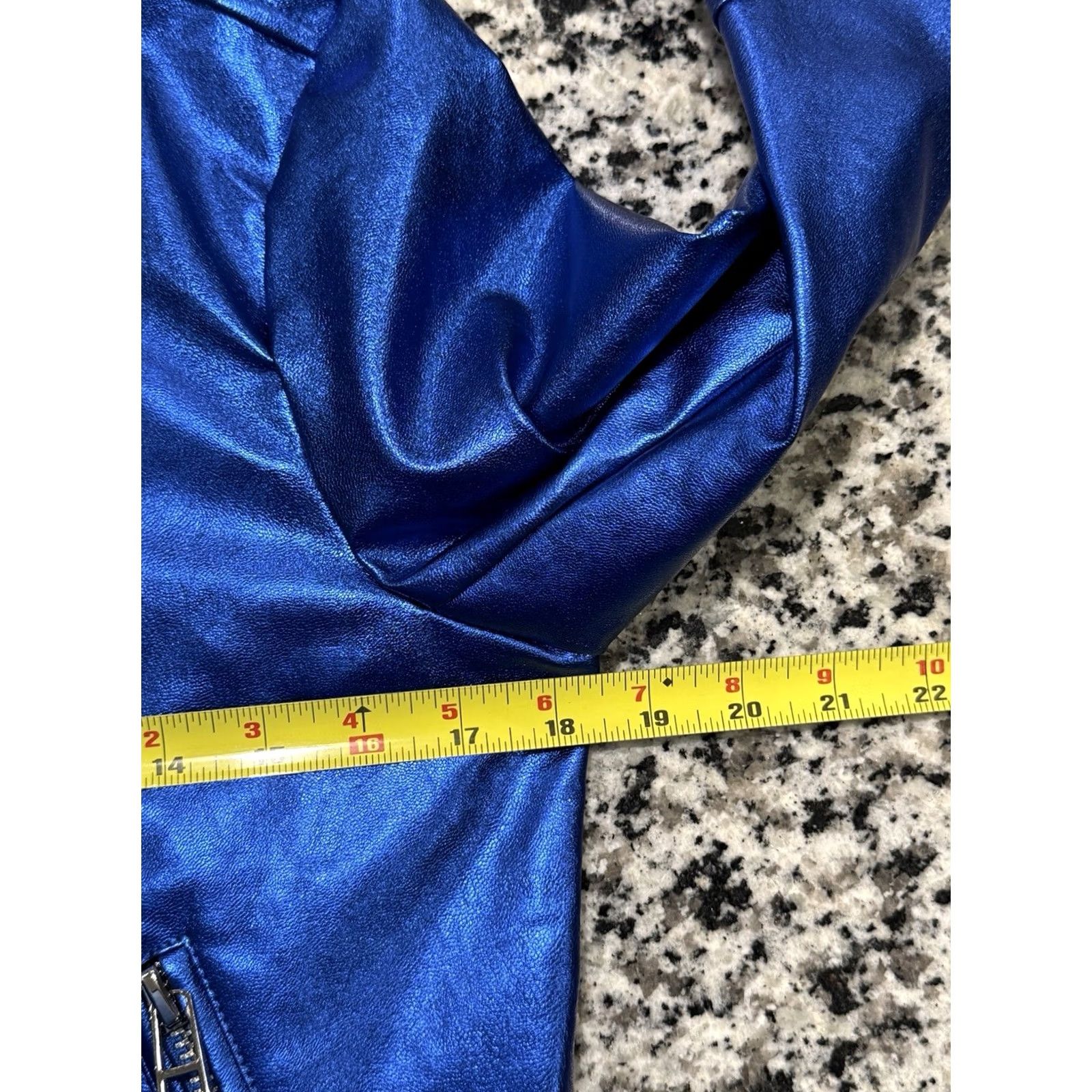 7 For All Mankind 7 FOR ALL MANKIND METALLIC BLUE FAUX LEATHER CROPPED MOTO BIKER JACKET Size S / US 4 / IT 40 - 3 Thumbnail