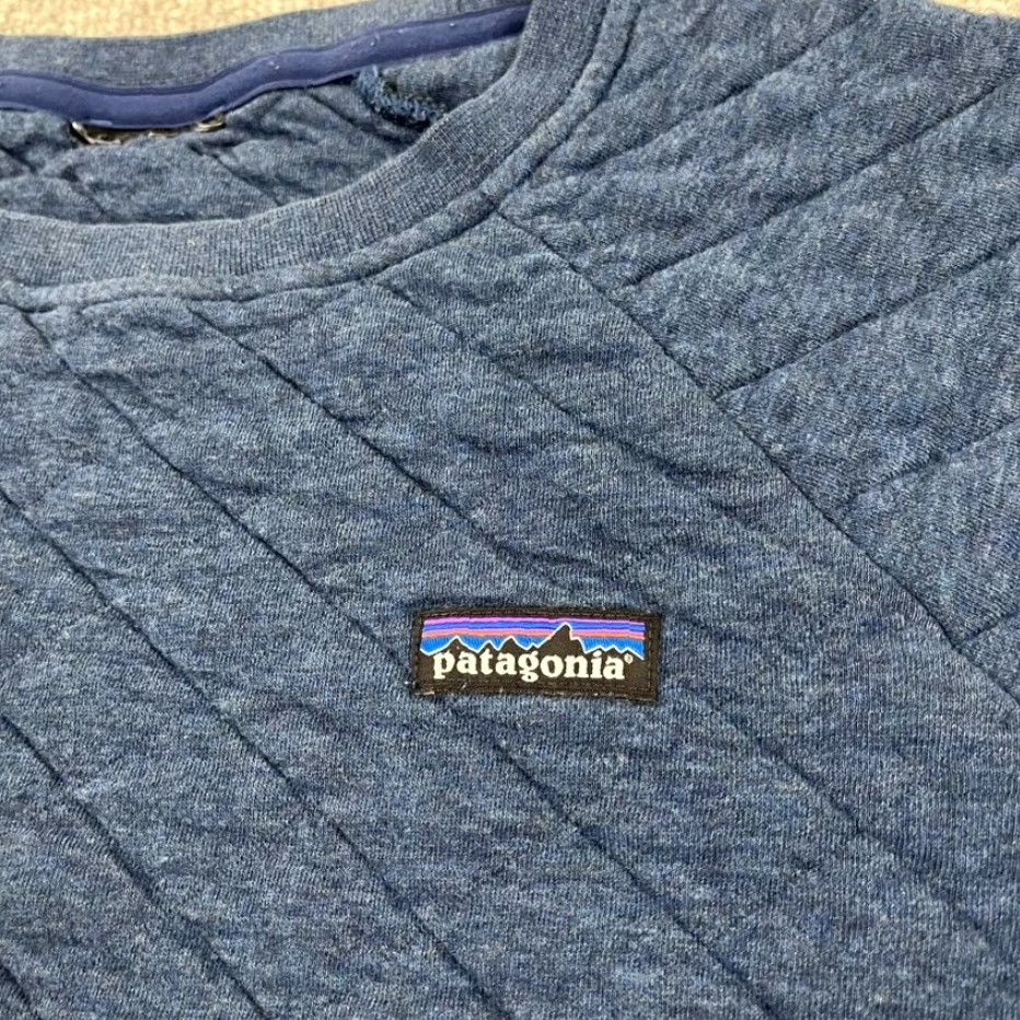 Patagonia PATAGONIA Sweater Womens Small Cropped Blue Organic Cotton Quilt Crew Neck Hike Size S / US 4 / IT 40 - 2 Thumbnail