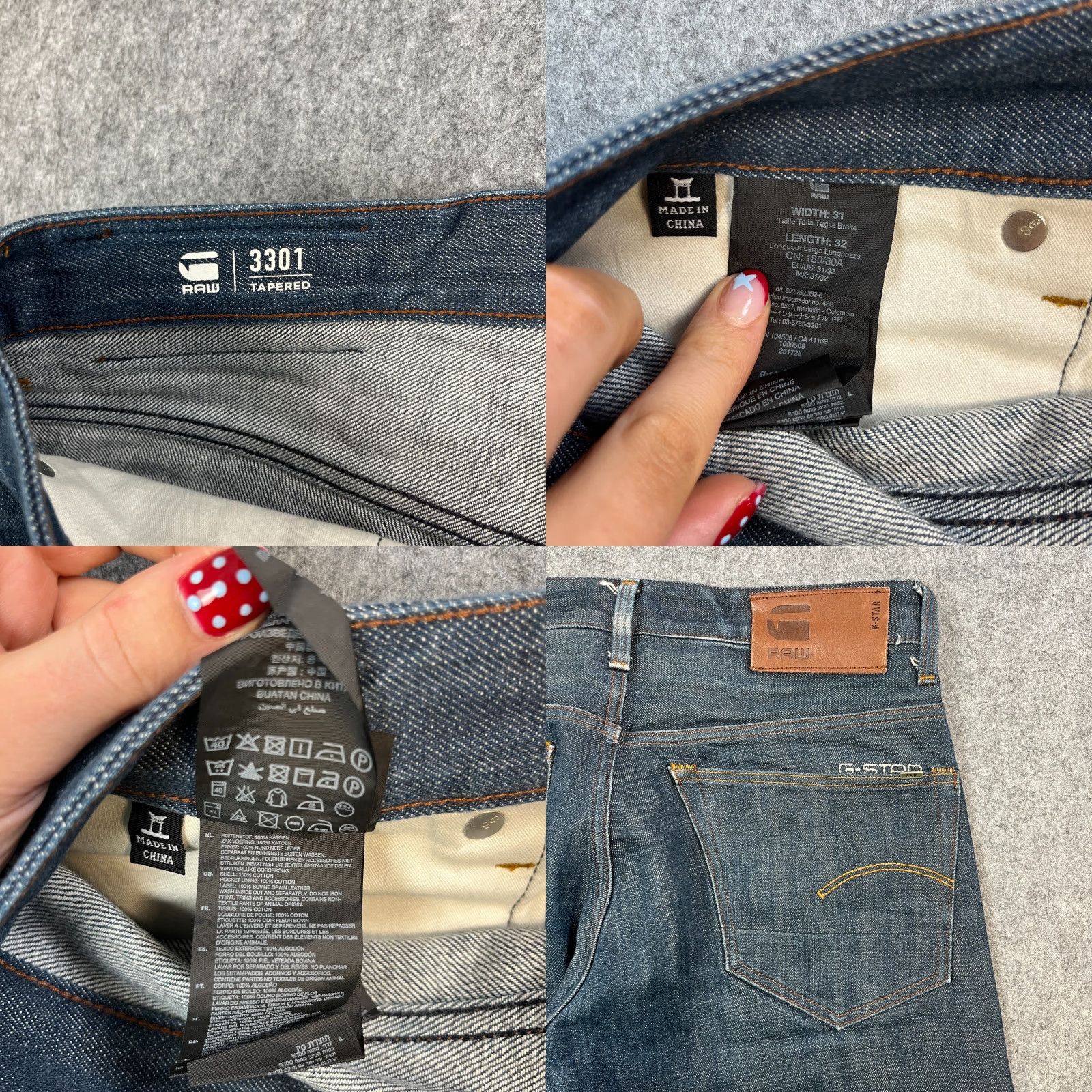 G-Star G Star Jeans Regular Tapered 32 30 Dark Wash Blue Chambray 100% Cotton Men Regular Jeans Size US 32 / EU 48 - 8 Thumbnail