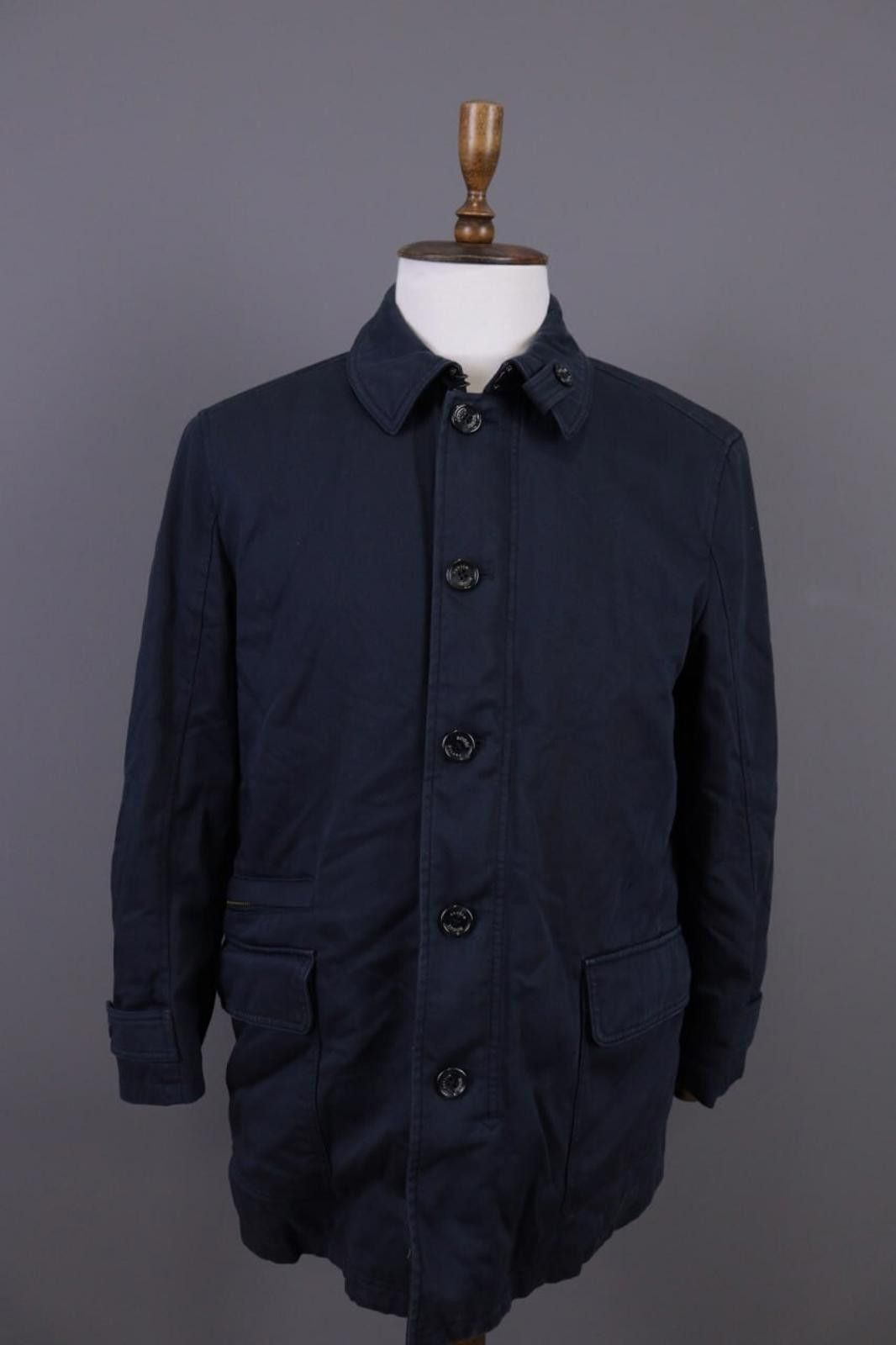 Designer Boggi Milano Blue Button Down Wool Coat Jacket Size 54 Size US M / EU 48-50 / 2 - 1 Thumbnail