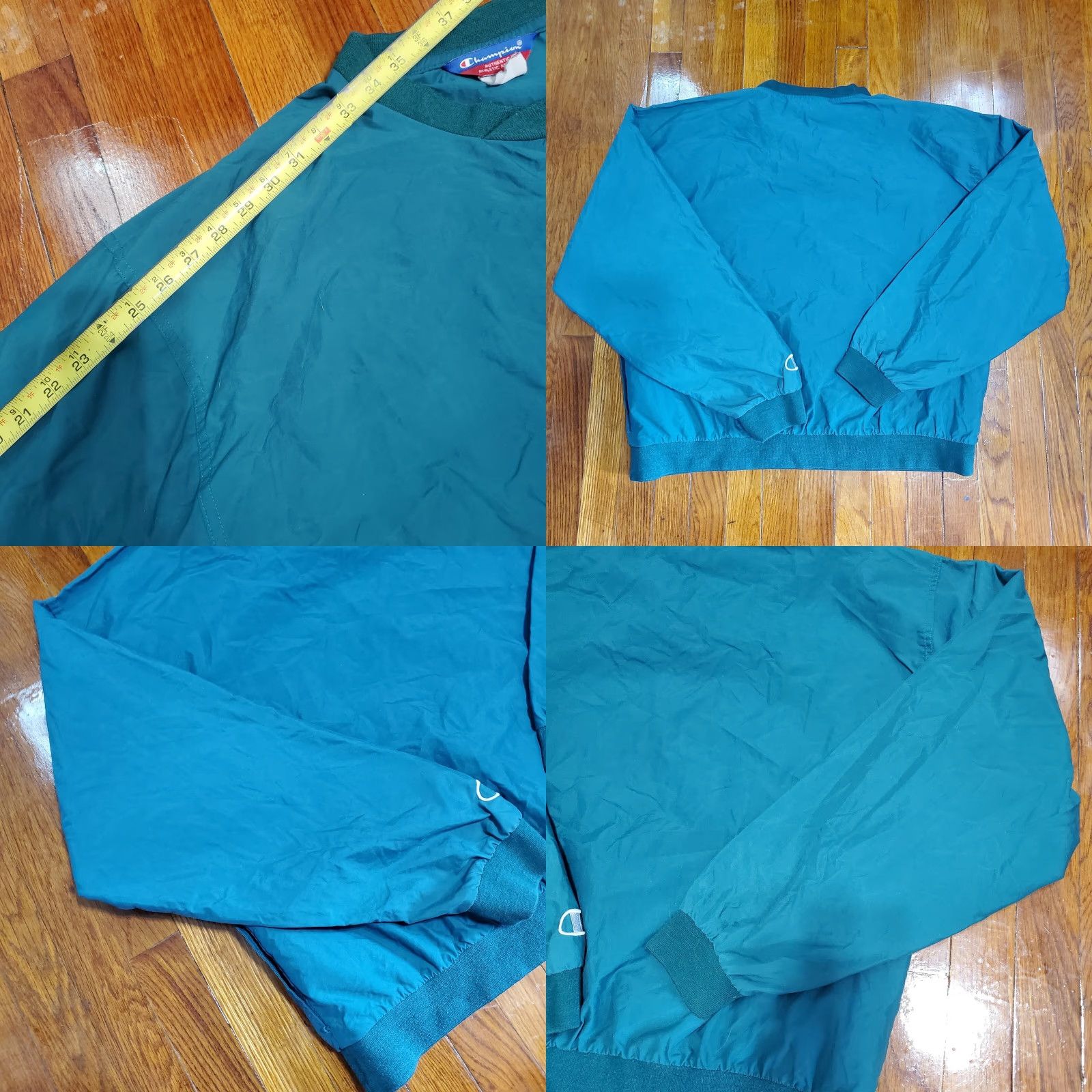 Champion VINTAGE Champion Windbreaker Jacket Men XL Green Logo Embroidered Zipper Windbreaker 90s Retro Sports Mens XL Jacket Size US XL / EU 56 / 4 - 8 Thumbnail
