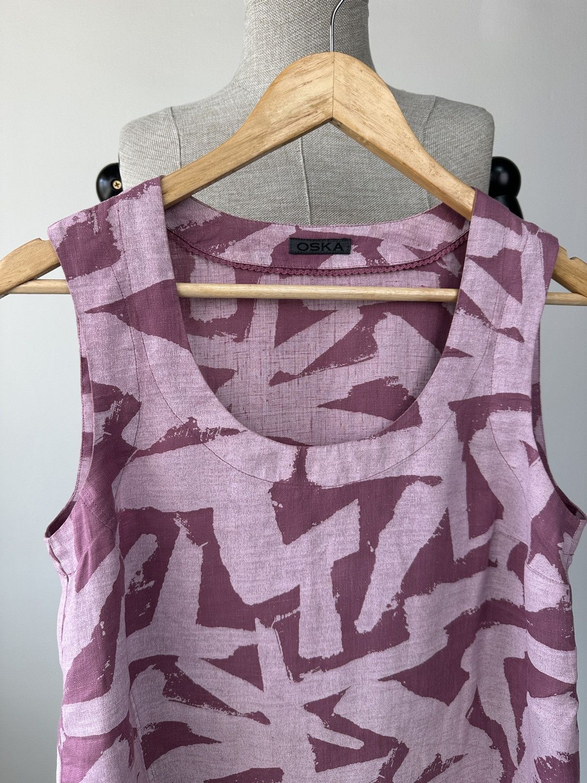 OSKA OSKA 100% Linen Abstract Geometric Tank Top Blouse Lagenlook Size S / US 4 / IT 40 - 4 Thumbnail