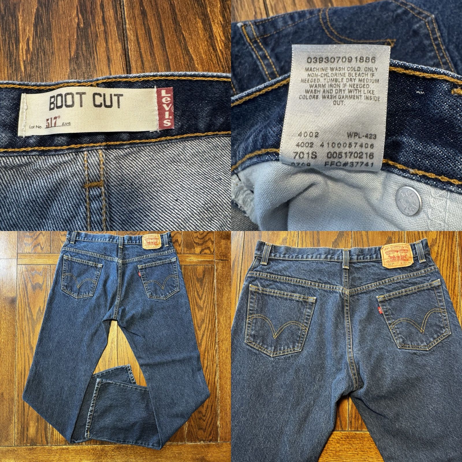 VINTAGE Levi's 517 Bootcut Tab Jeans 36x36 Cowboy Cut Deep Medium
