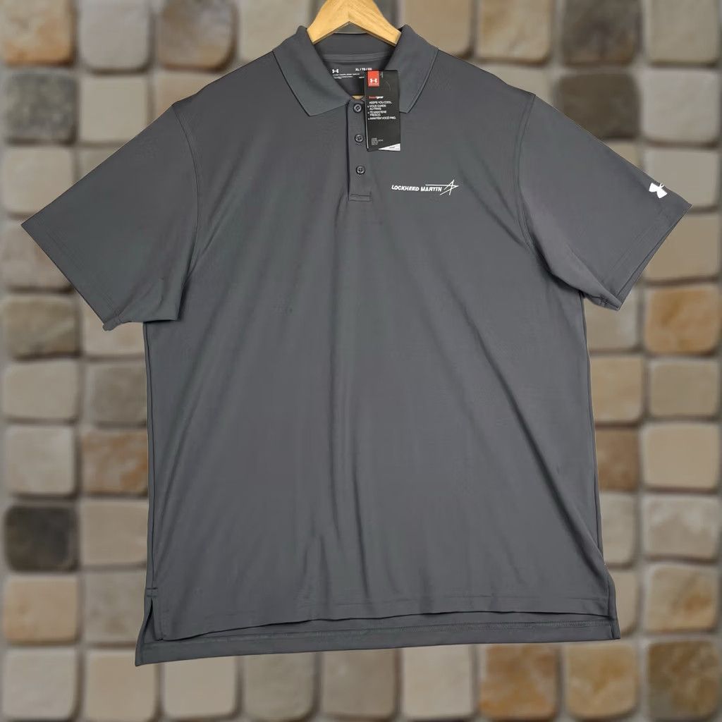 Under Armour NWT Lockheed Martin Polo Shirt Mens XL Under Armour Grey Logo Short Sleeve Size US XL / EU 56 / 4 - 1 Thumbnail