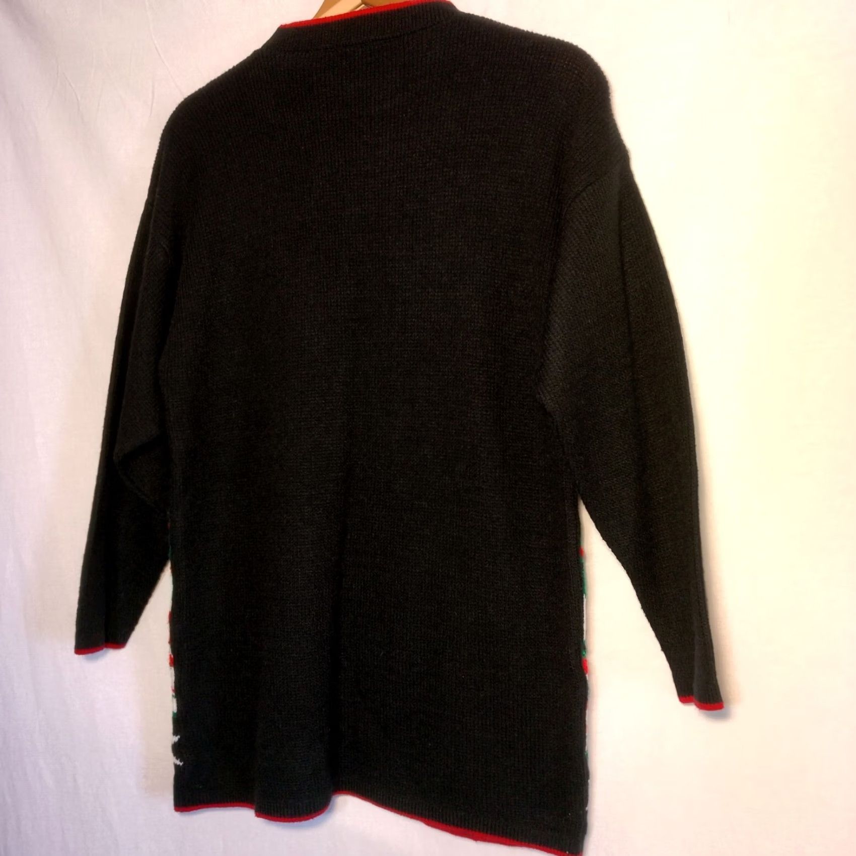 Vintage VINTAGE J.J. Poole Ugly Christmas Sweater Grannycore Glitter Snow Village Black M Womens Pullover Crew Neck Knit Holiday Season Size M / US 6-8 / IT 42-44 - 2 Thumbnail