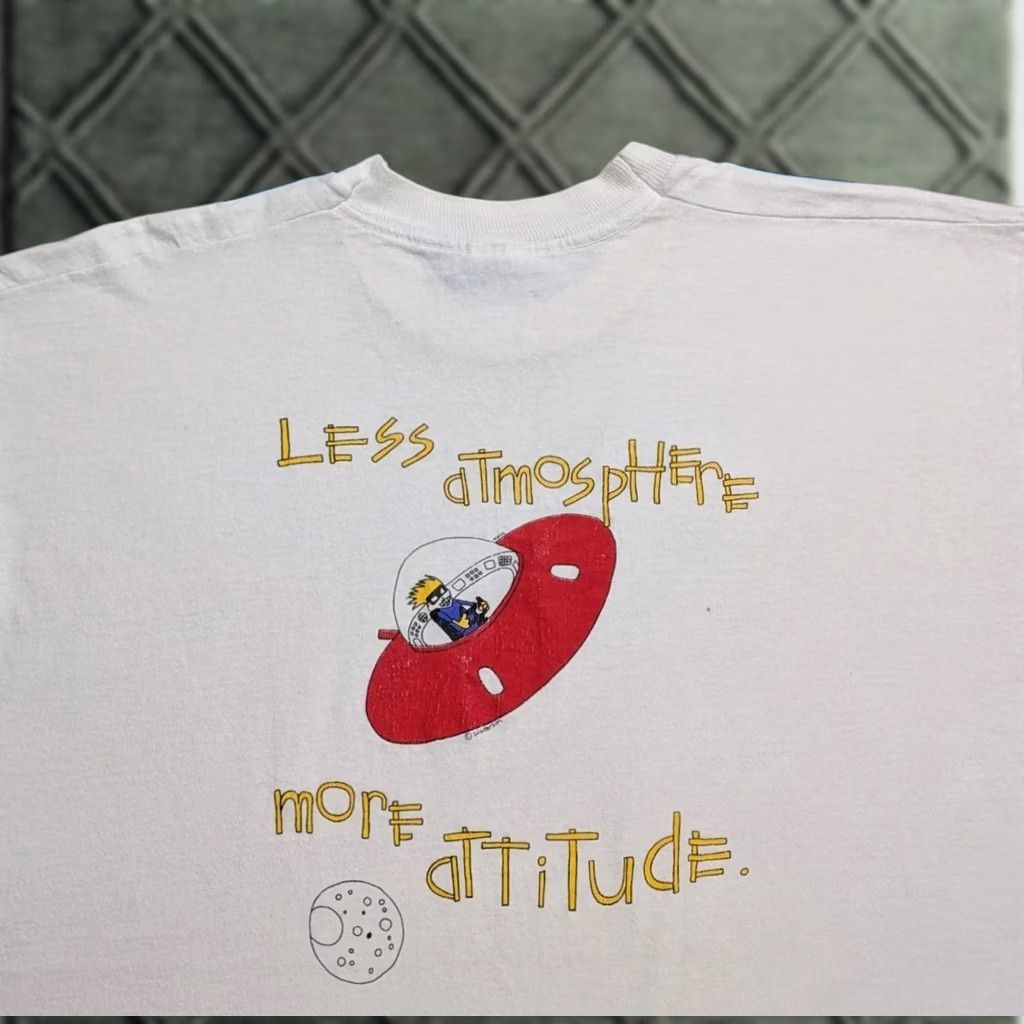 Fruit Of The Loom VINTAGE Calvin & Hobbes Shirt XL White Fruit of the Loom Cartoon Comic Strip Flying Saucer Single Stitch 90s Men Size US XL / EU 56 / 4 - 1 Thumbnail