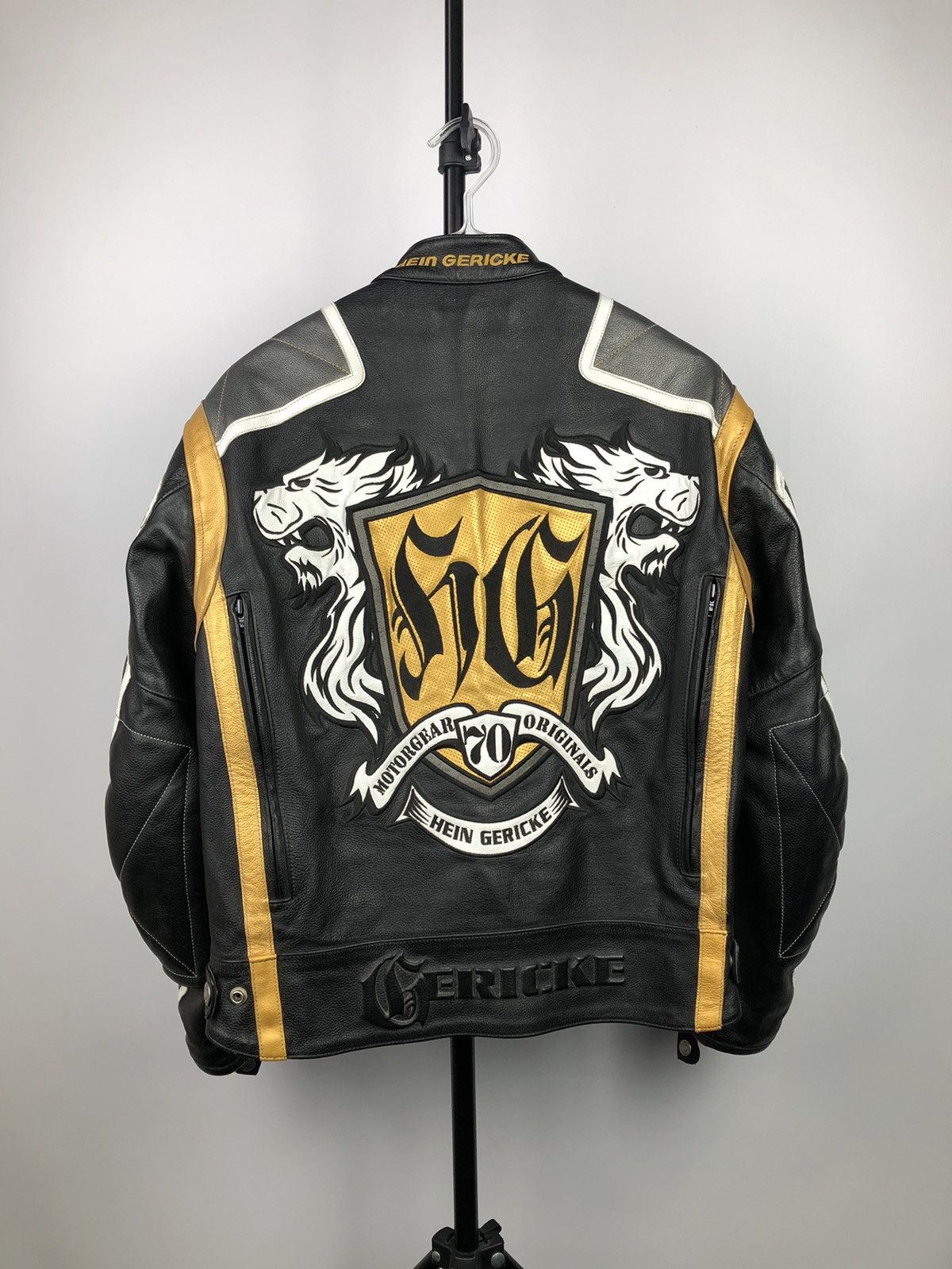 image of Leather Vintage Jacket Racing Avant Garde in Black, Men's (Size Small)