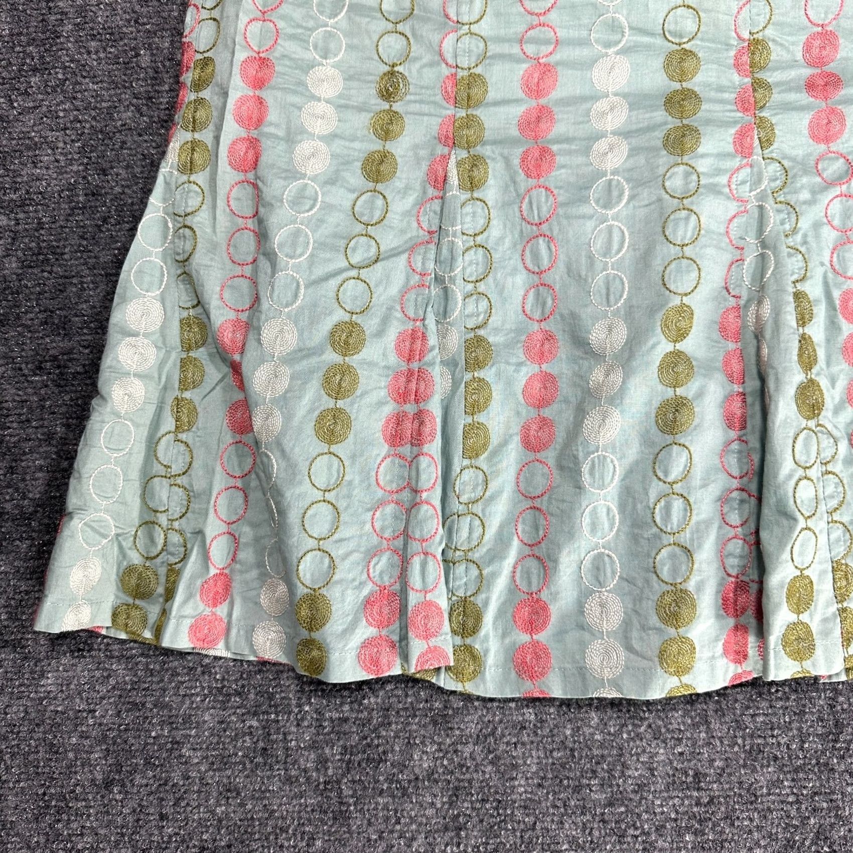 Vintage Gene Meyer Skirt Womens Size 12 Green Dot Cotton Aline Side Zip Lined Gored Hem Size 34" / US 12 / IT 48 - 2 Thumbnail