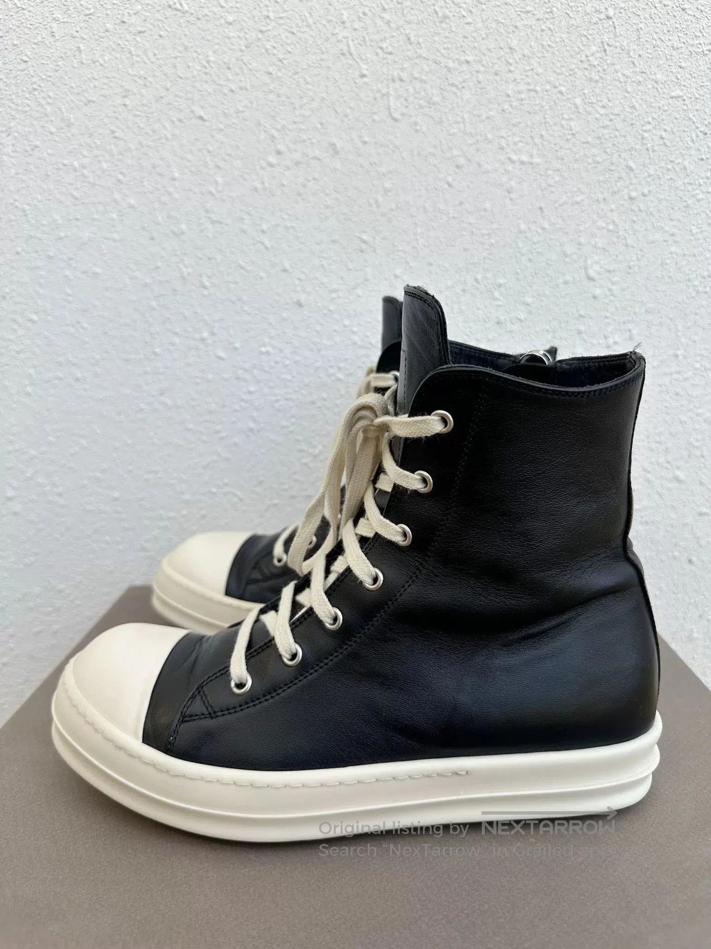 Rick Owens Rick Owens High-Top Leather Black White. Size US 7 / EU 40 - 3 Thumbnail