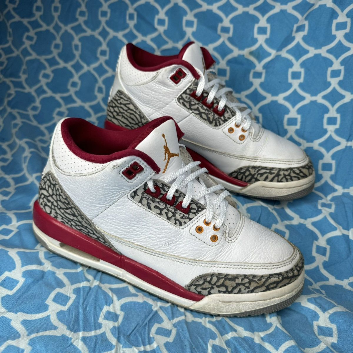 image of Jordan Nike Women’S Size 8 Air Jordan 3 Retro Cardinal Red Fire OG Shoes in White, Women's