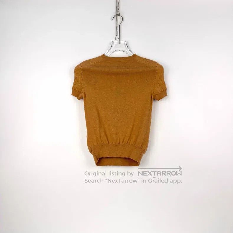Hermes Hermes Brown full logo cashmere silk blend short-sleeved t Size XXS / US 00 / IT 34 - 4 Thumbnail