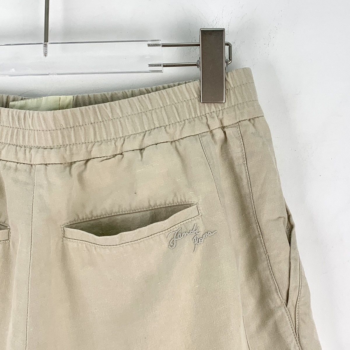 Fendi Fendi Khaki Linen Elastic Waist Casual Shorts K26WX Size 27" / US 4 / IT 40 - 5 Thumbnail