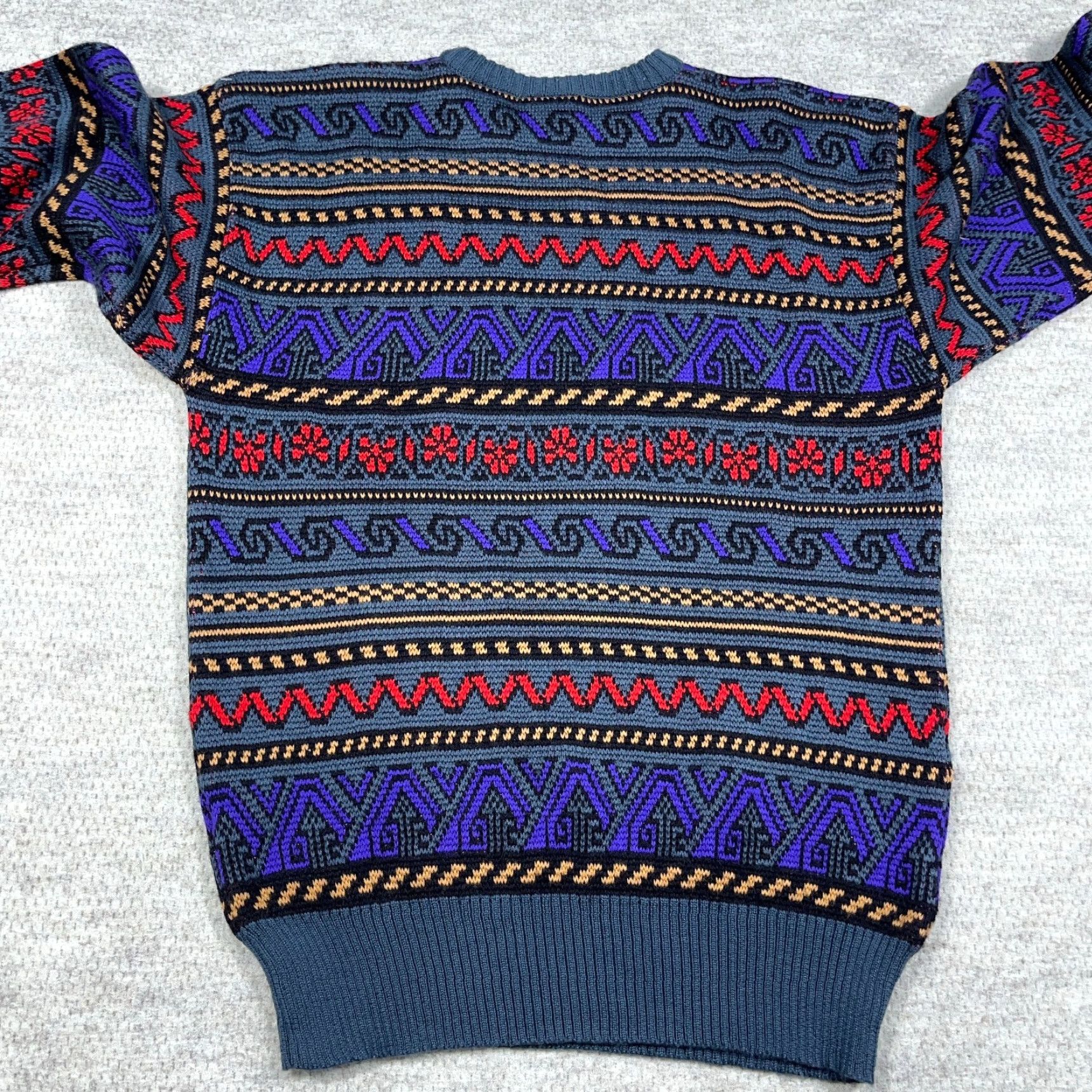 Vintage VINTAGE Grandpa Sweater Men XL Gray Purple Geometric Acrylic Wool Knit Golf 90s Size US XL / EU 56 / 4 - 6 Thumbnail