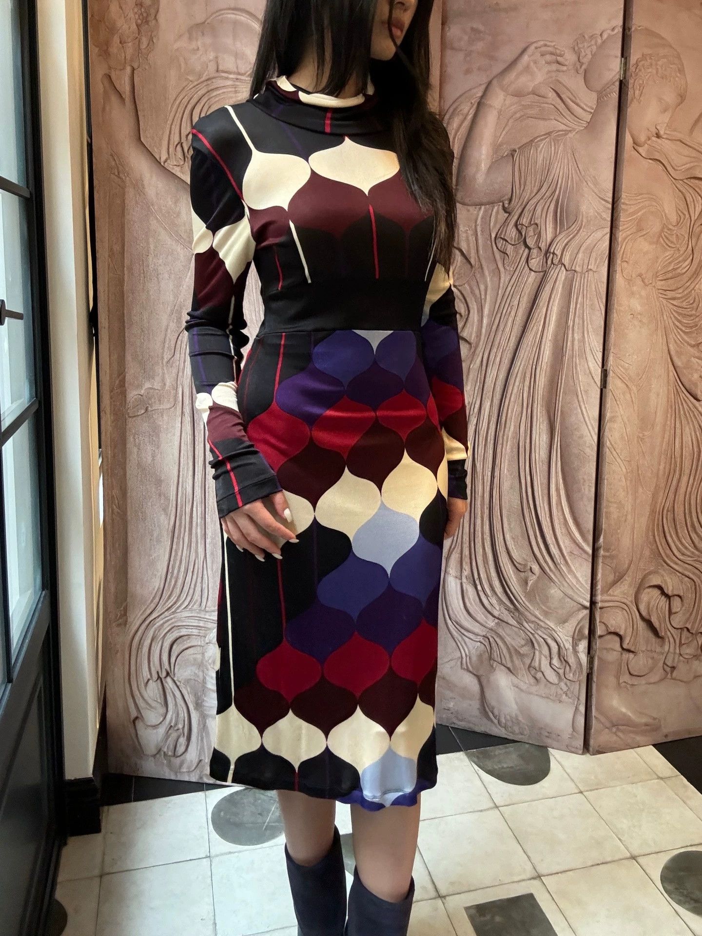 Custo Barcelona Custo Barcelona Geometric Print High-Waist Stretch Dress Size S / US 4 / IT 40 - 5 Thumbnail