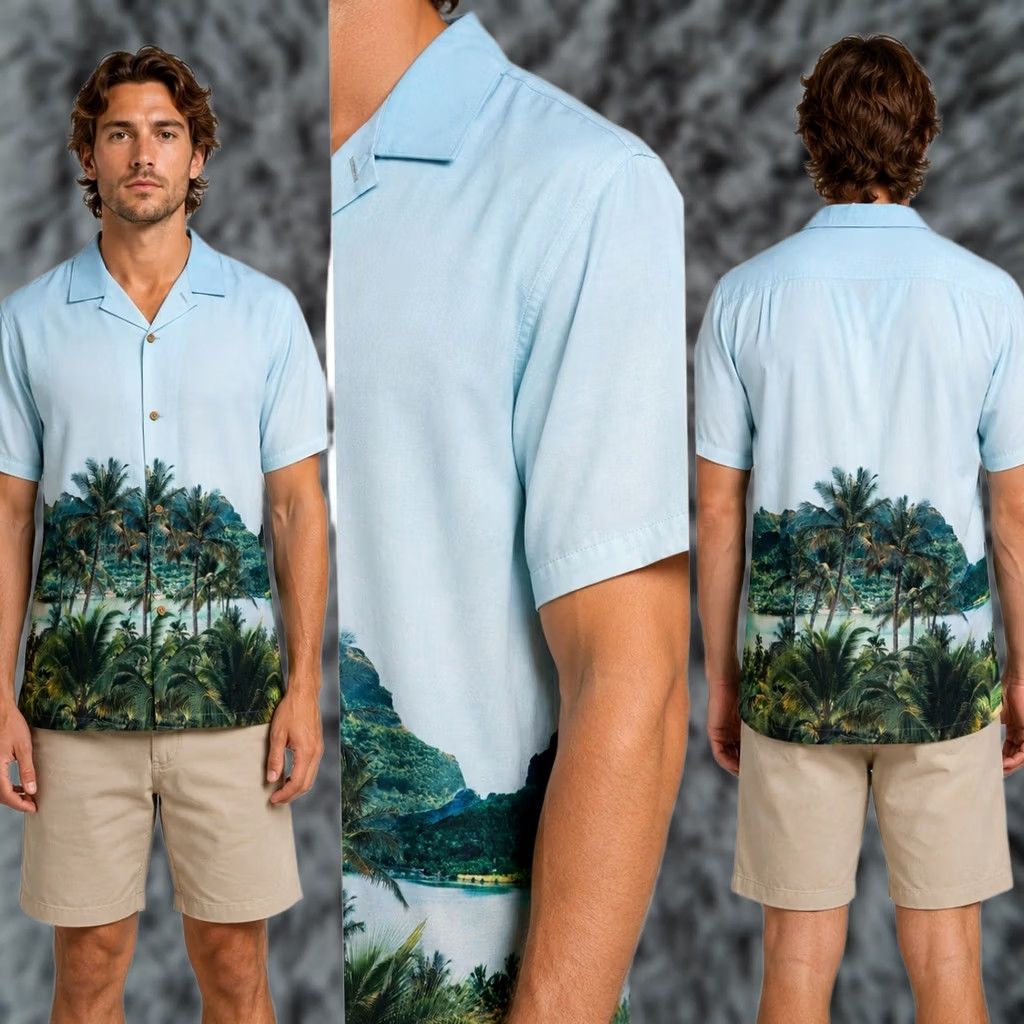 Roark Roark x Hinano Gonzo Otemanu Classic Fit Short Sleeve Camp Shirt 2XL Men Blue Size US XXL / EU 58 / 5 - 1 Thumbnail