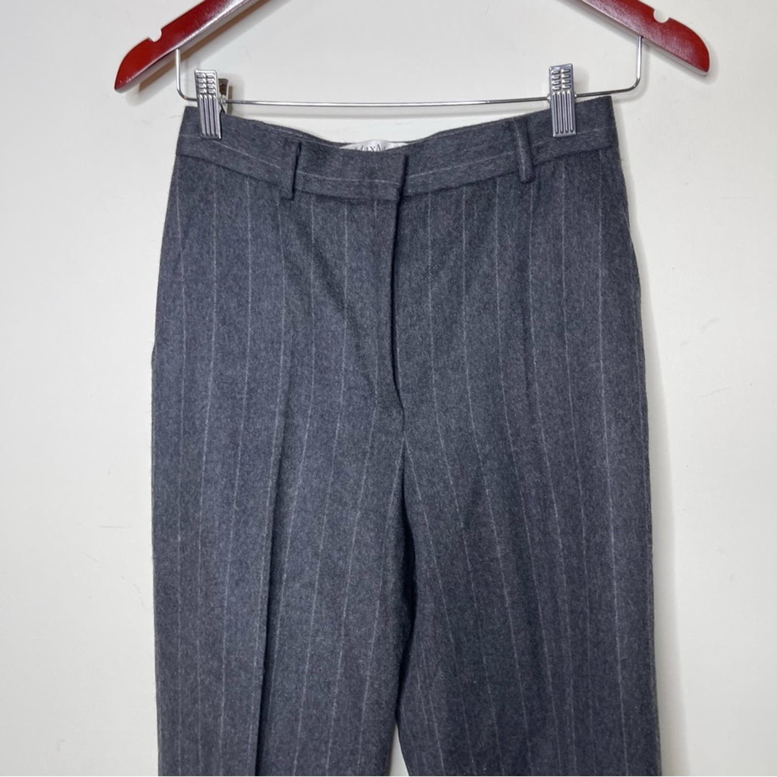 Max Mara Maxmara grey striped wool angora high waist dress pants Size 26" / US 2 / IT 38 - 5 Thumbnail
