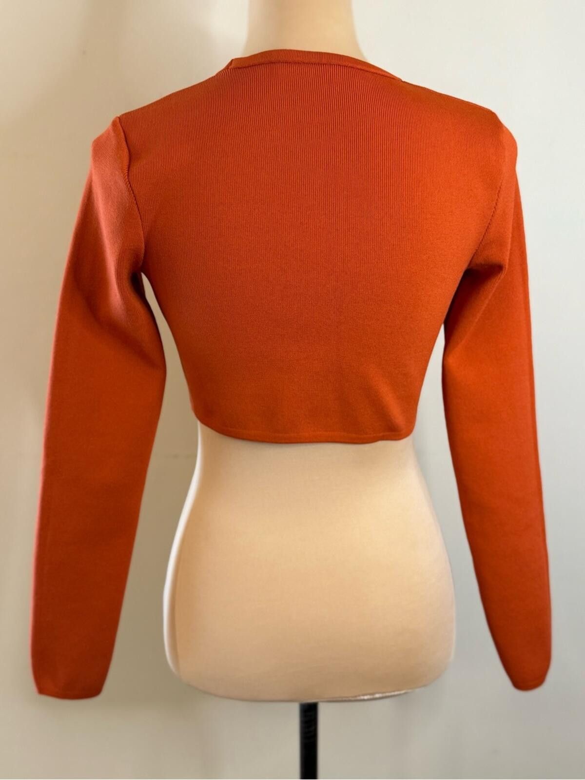 Zara Zara burnt orange long sleeve cropped sweater top SZ SM Size S / US 4 / IT 40 - 4 Thumbnail