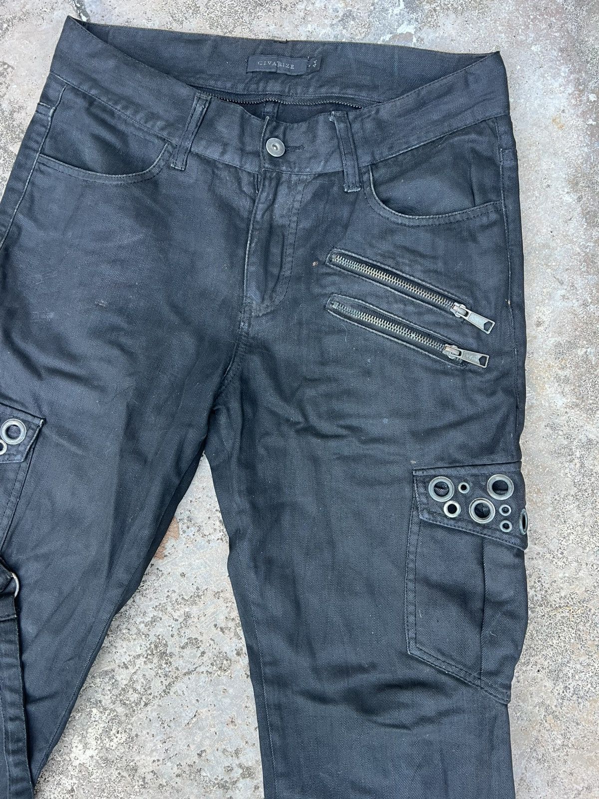 CIVARIZE × If Six Was Nine × KMRii Y2K Civarize Black Flare Cyberpunk Wax Denim Size US 30 / EU 46 - 4 Thumbnail
