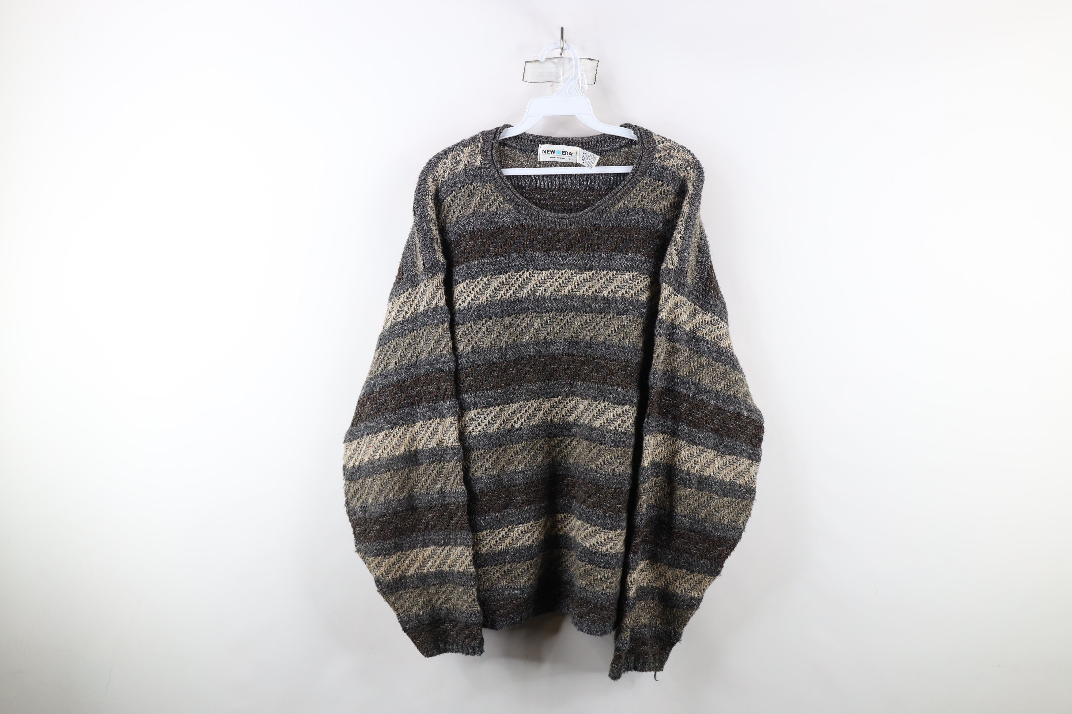 Vintage Vintage 90s Coogi Style Tone Striped Marled Knit Sweater USA Size US L / EU 52-54 / 3 - 1 Thumbnail