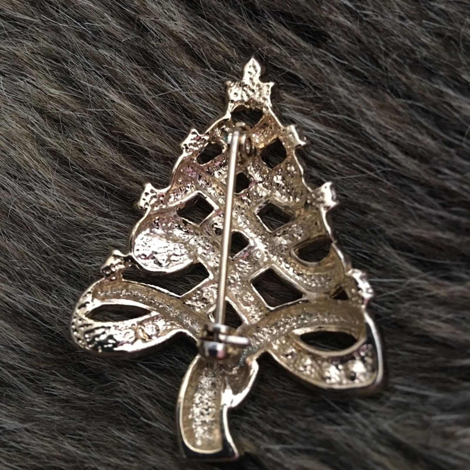Vintage Vintage enamel rhinestone Christmas tree brooch Size ONE SIZE - 2 Thumbnail