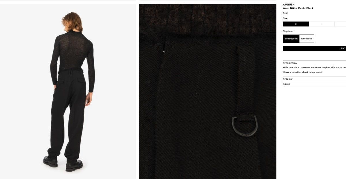 Ambush Design Wool Nikka Pants black Japan / japanese workwear silhouette Size US 30 / EU 46 - 2 Thumbnail