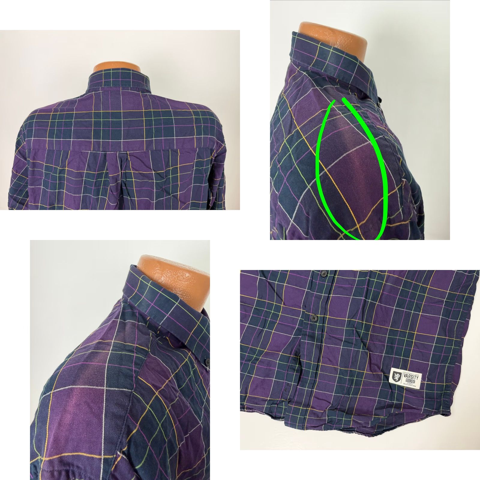 Roundtree & Yorke VINTAGE Roundtree & Yorke Varsity Shirt Men Large Purple Navy Plaid Button-Down Shirt Size US L / EU 52-54 / 3 - 8 Thumbnail