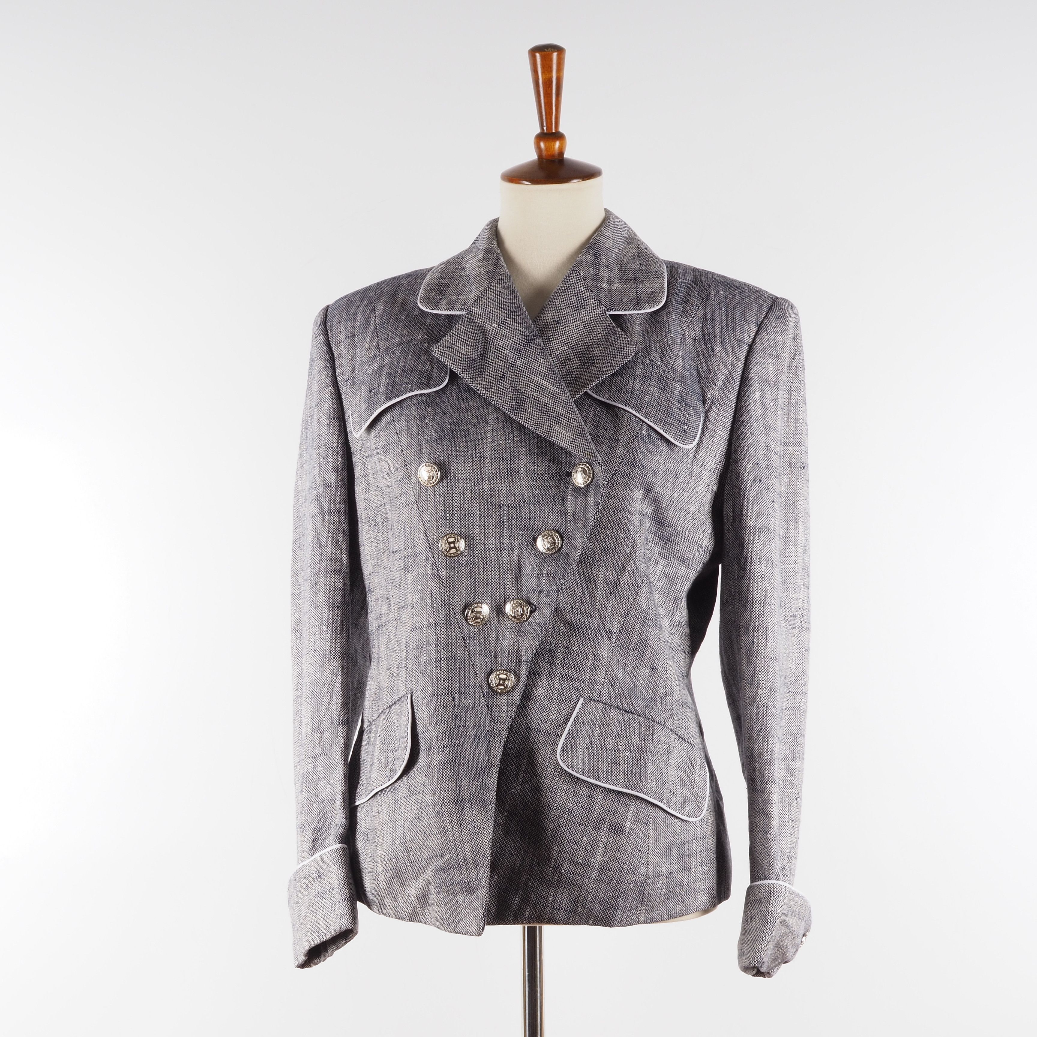 Celine Celine Paris Vintage Gray Double Breasted Blazer Jacket Size M / US 6-8 / IT 42-44 - 6 Thumbnail