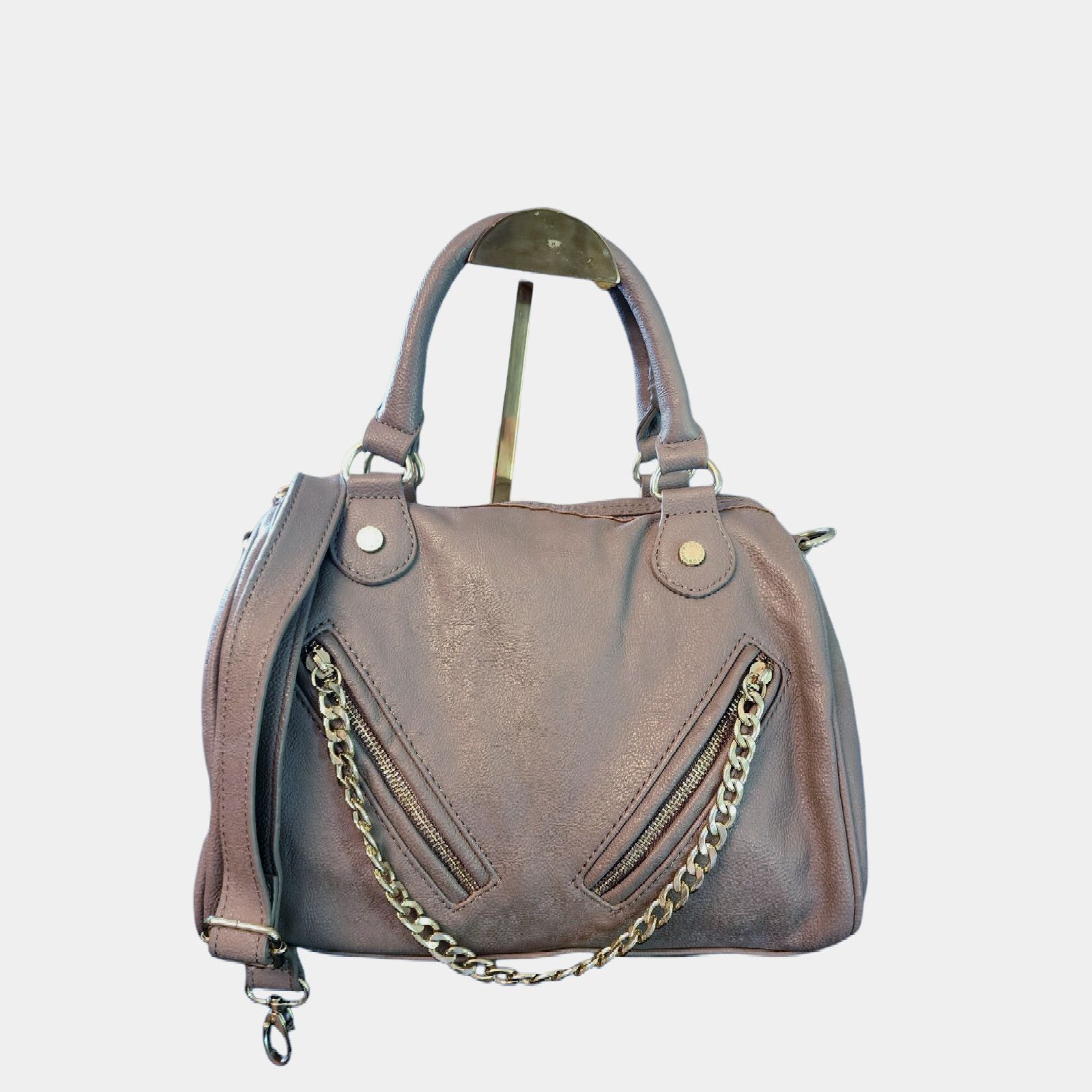 Steve Madden Faux Leather Gray Satchel, Duffle, Shoulder Bag in Grey, Women's