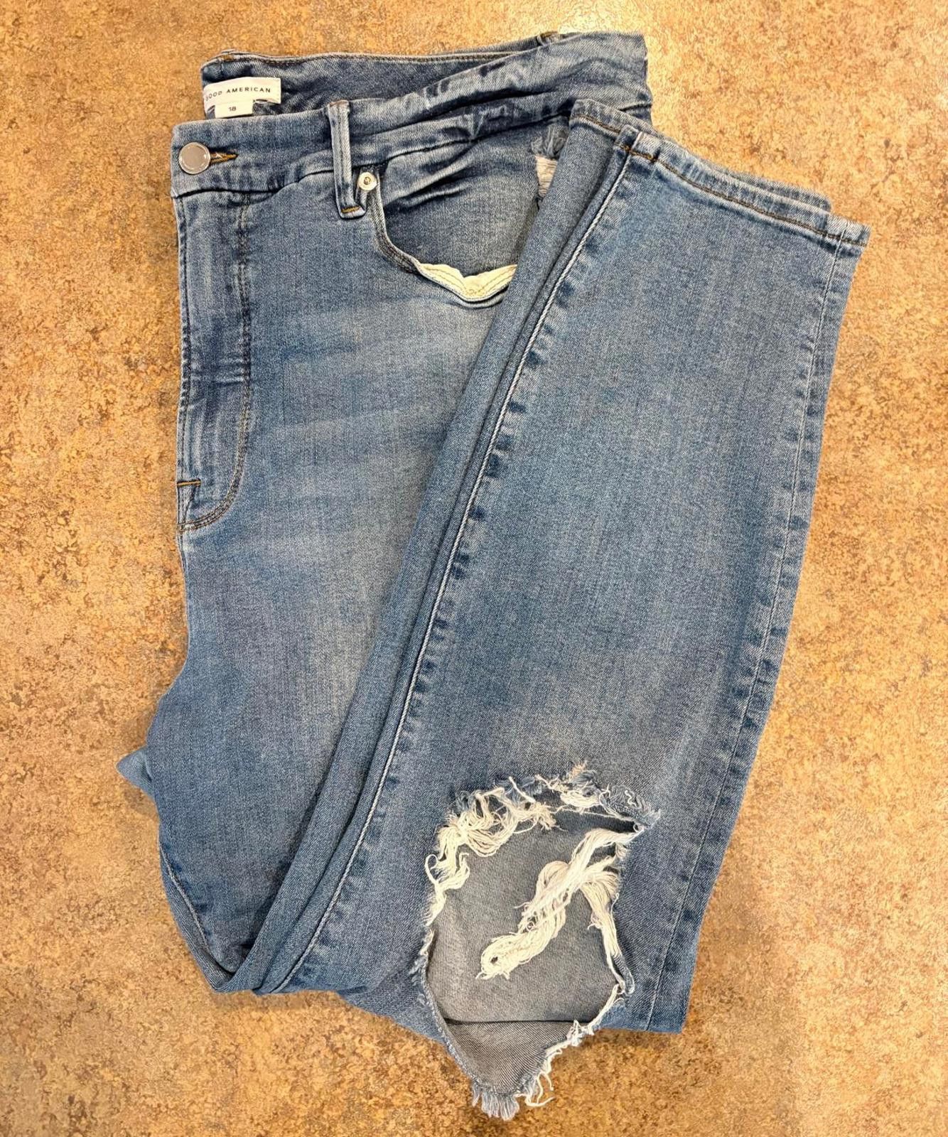 Other Good American Light Blue Distressed Skinny Jeans Size 28" / US 6 / IT 42 - 2 Thumbnail