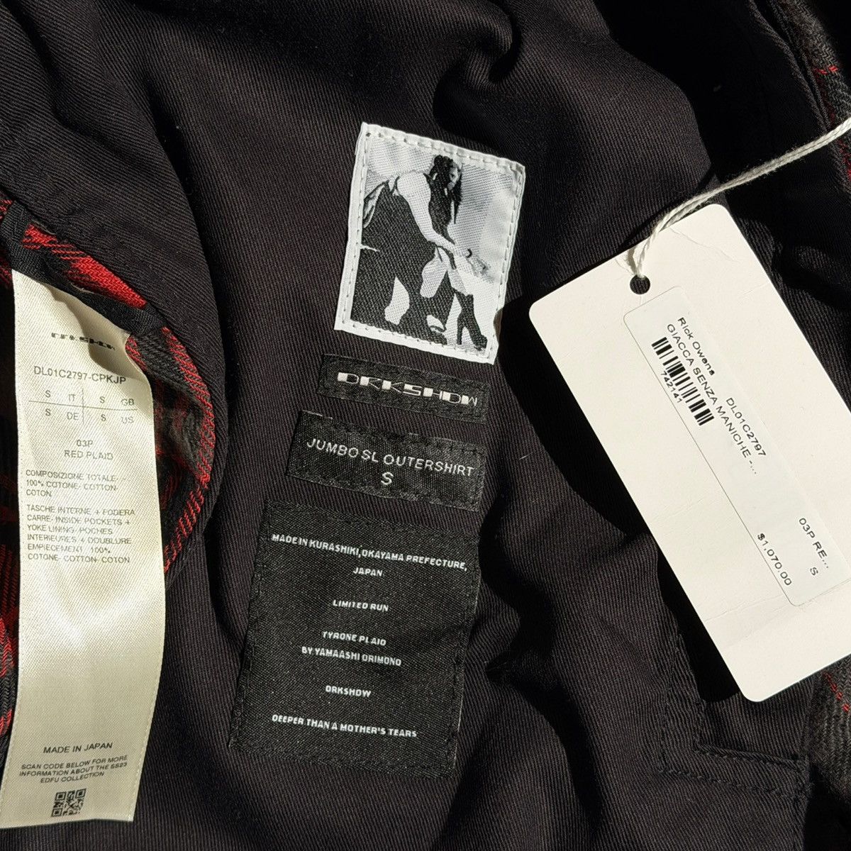Rick Owens $1,070 Plaid oversized backstrap flannel Size US S / EU 44-46 / 1 - 4 Thumbnail