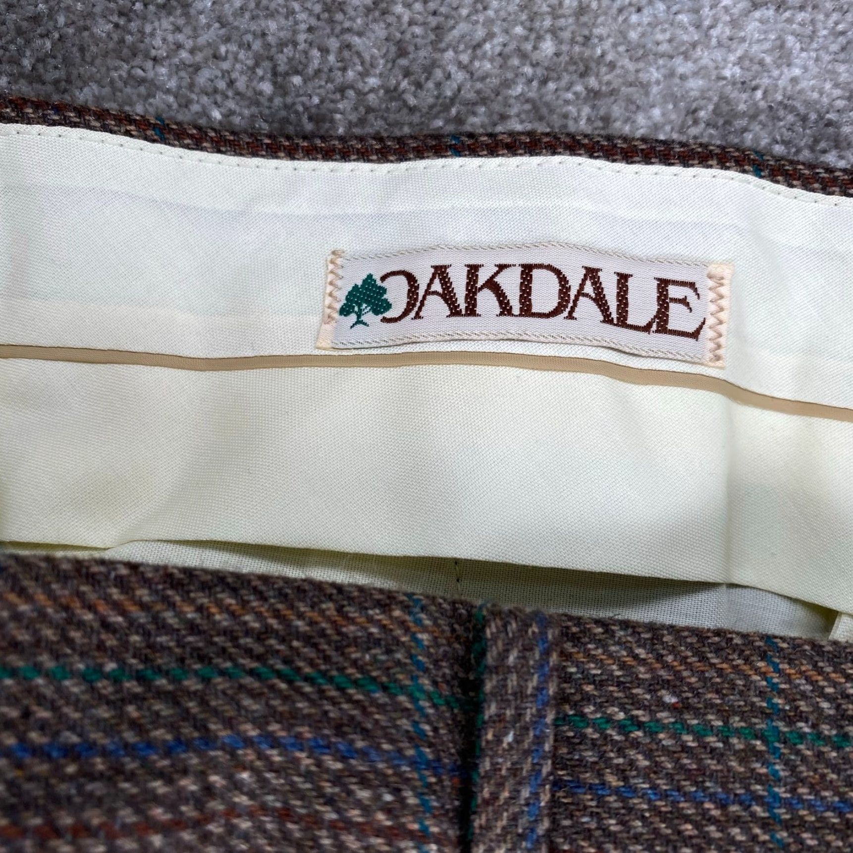 Vintage VINTAGE Oakdale Pants Mens 34x26 Brown Striped Pleated Front Wool Blend USA Dress Pants Size US 34 / EU 50 - 4 Thumbnail