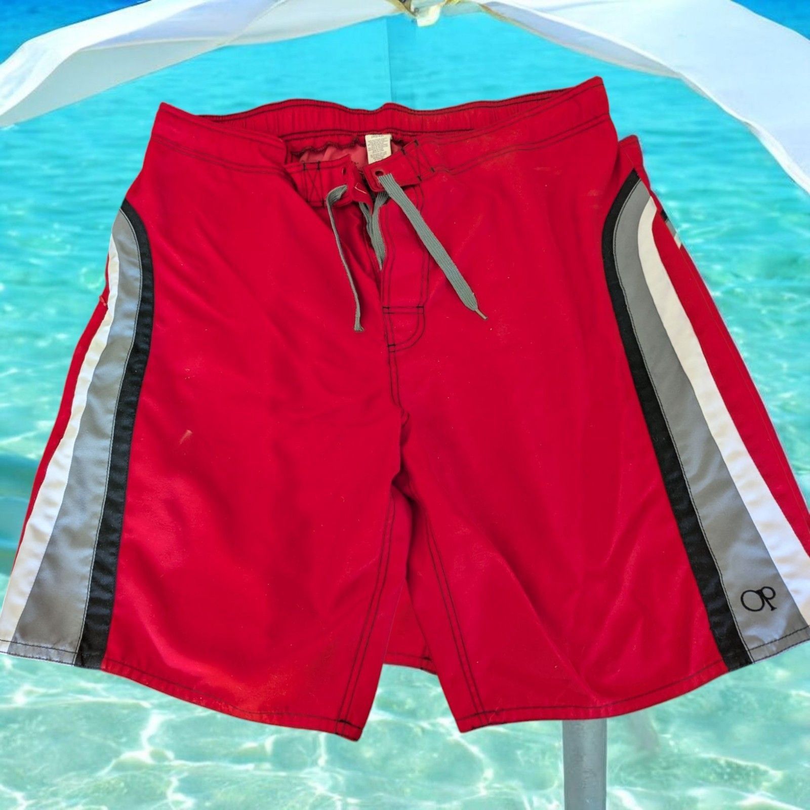 Ocean Pacific OP Ocean Pacific Swim Trunks Mens XL Red White Black Pocket Size US 42 / EU 58 - 1 Thumbnail