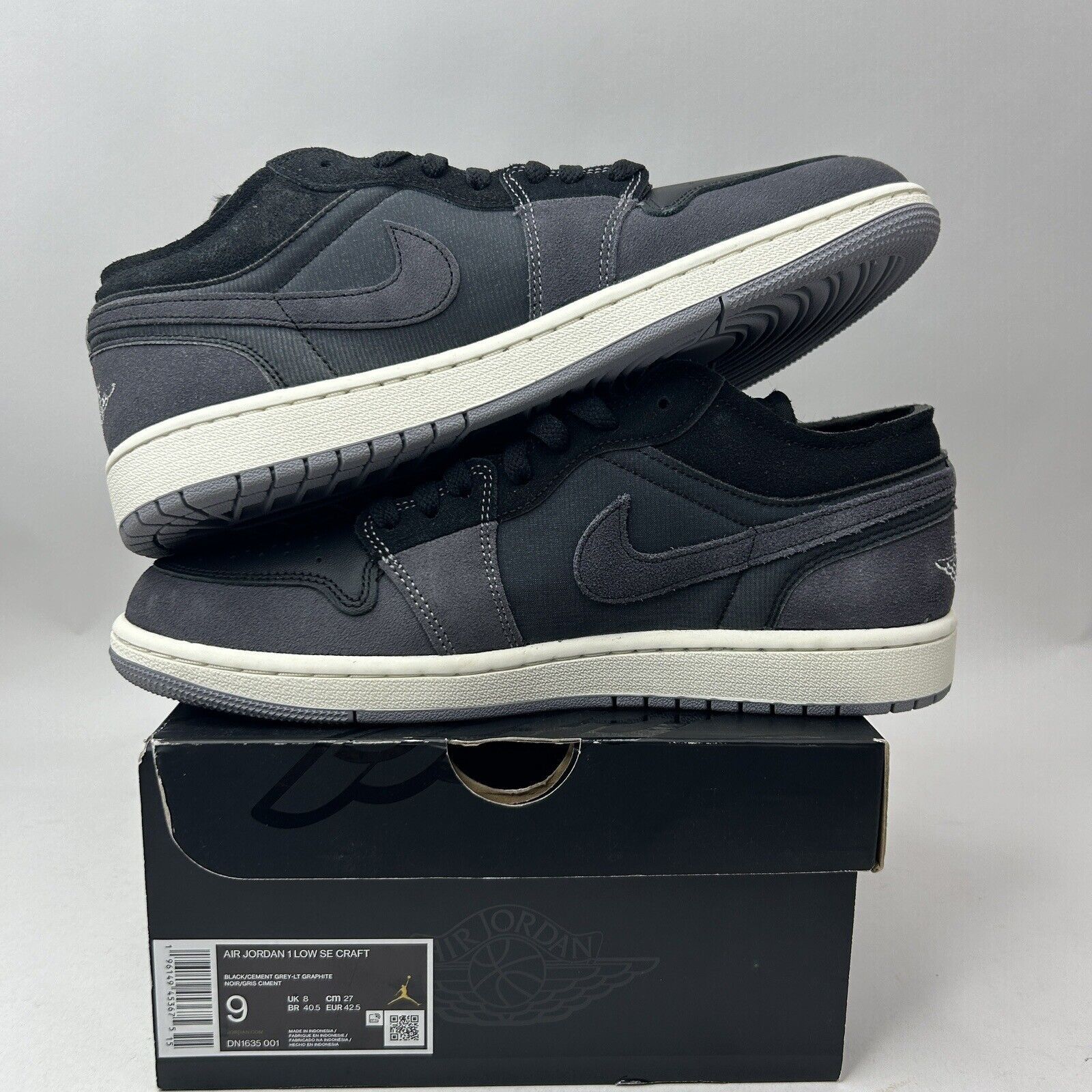 Nike Nike Air Jordan 1 Low SE Craft “Inside Out Tech Black” 2023 Size US 9 / EU 42 - 3 Thumbnail