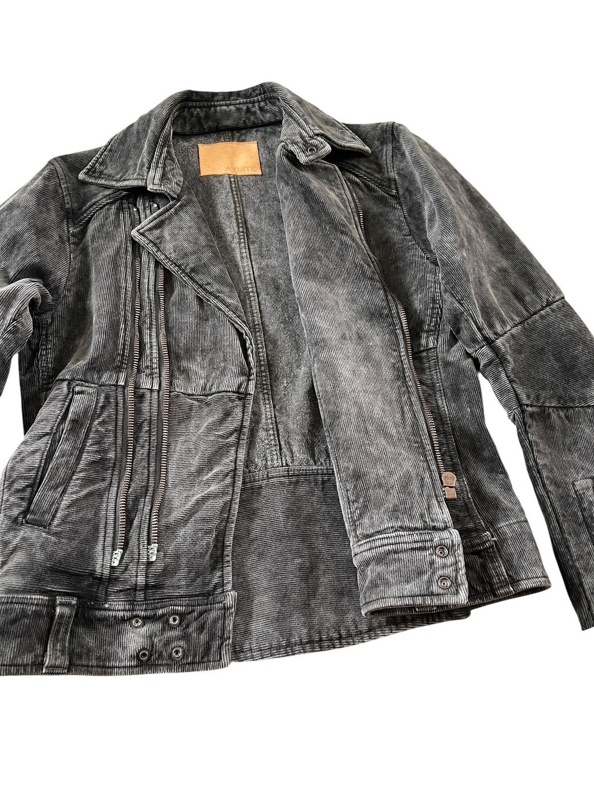 Issey Miyake 2000s Ayuite 🇯🇵 Washed Black Double Collar Corduroy Jacket Size US M / EU 48-50 / 2 - 11 Thumbnail