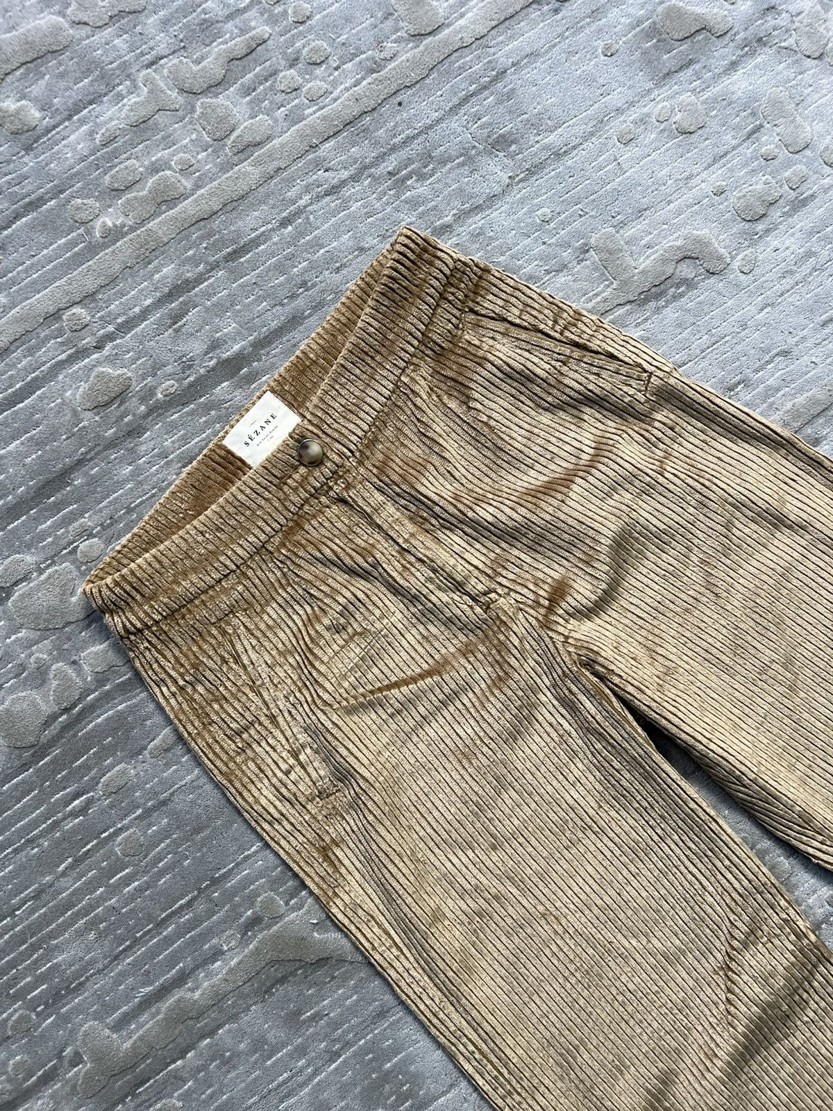 Sezane Sezane velvet beige pants luxury basic striped Portugal Size 24" / US 00 / IT 34 - 3 Thumbnail