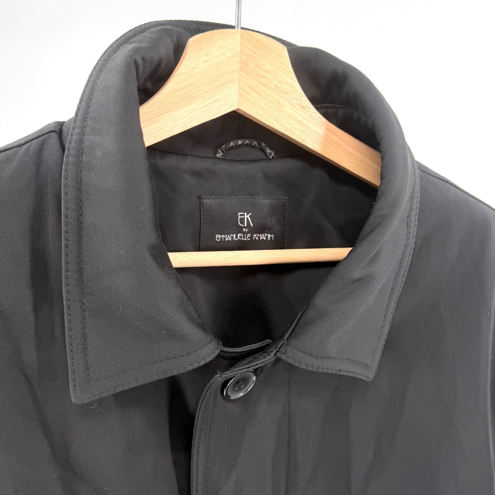 Emmanuelle Khanh Noir Cotton Blend Minimalist City Chic Raincoat Trench Coat Size US XXL / EU 58 / 5 - 2 Thumbnail