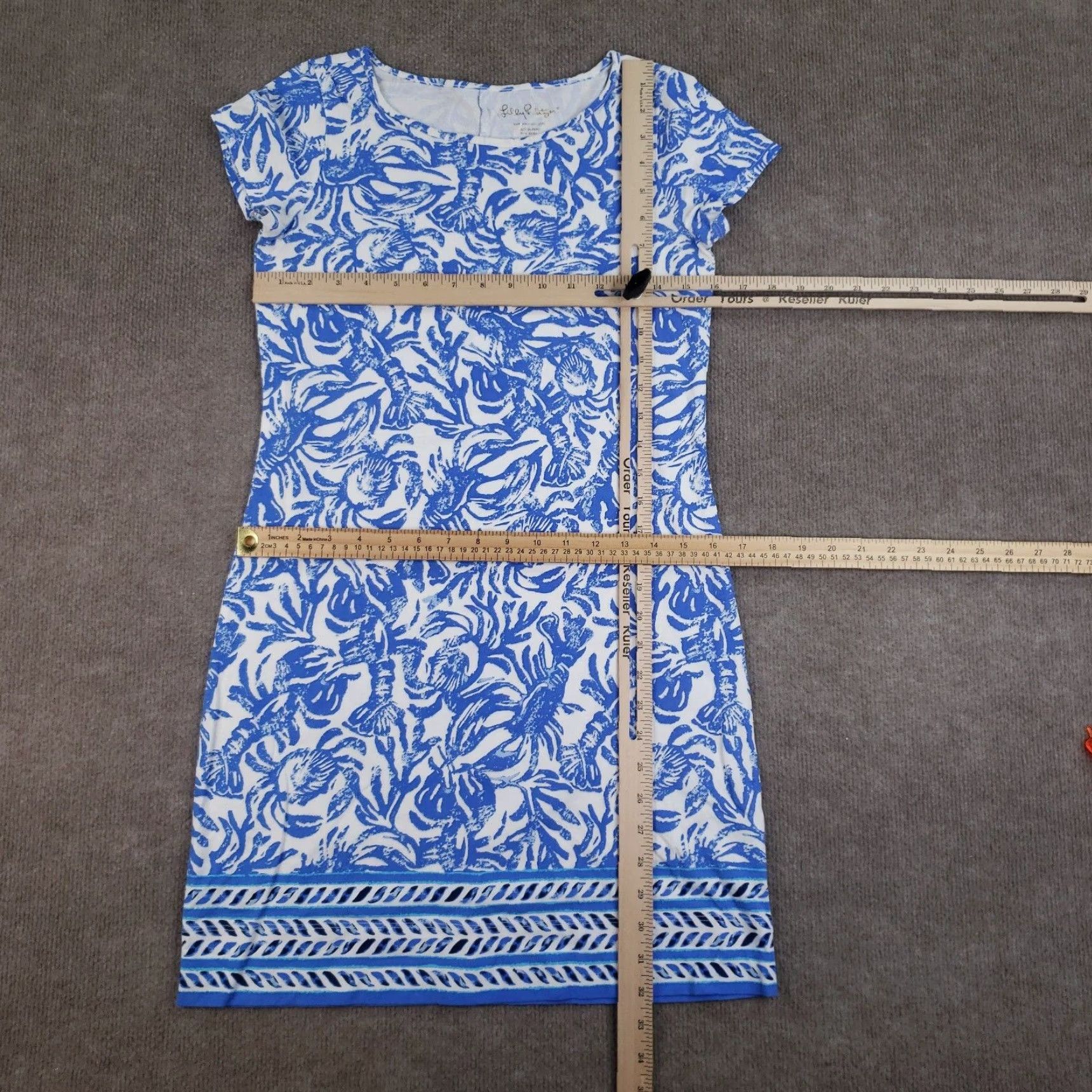 Lilly Pulitzer VINTAGE Lilly Pulitzer Marlowe Dress Womens XS Blue Geometric Casual Cap Sleeve Shift T-Shirt Dress Size XS / US 0-2 / IT 36-38 - 2 Thumbnail