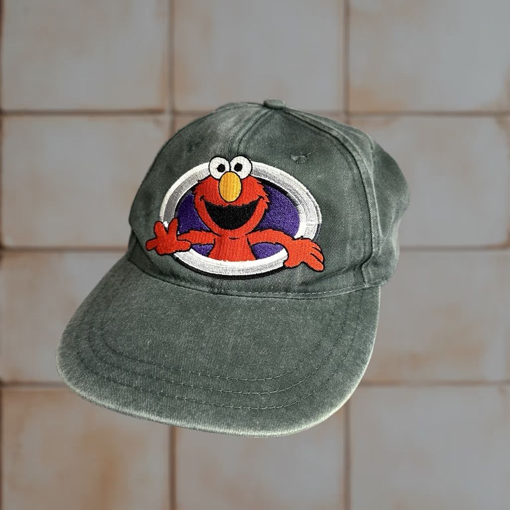 Vintage VINTAGE Sesame Street Elmo Embroidered Strapback Hat Cap One Size Green 90s Mens Size ONE SIZE - 1 Thumbnail