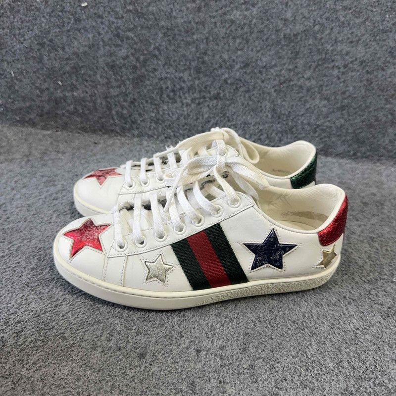 Gucci Gucci Ace Leather Star Sneakers for Women 0079 Size US 5 / IT 35 - 1 Thumbnail