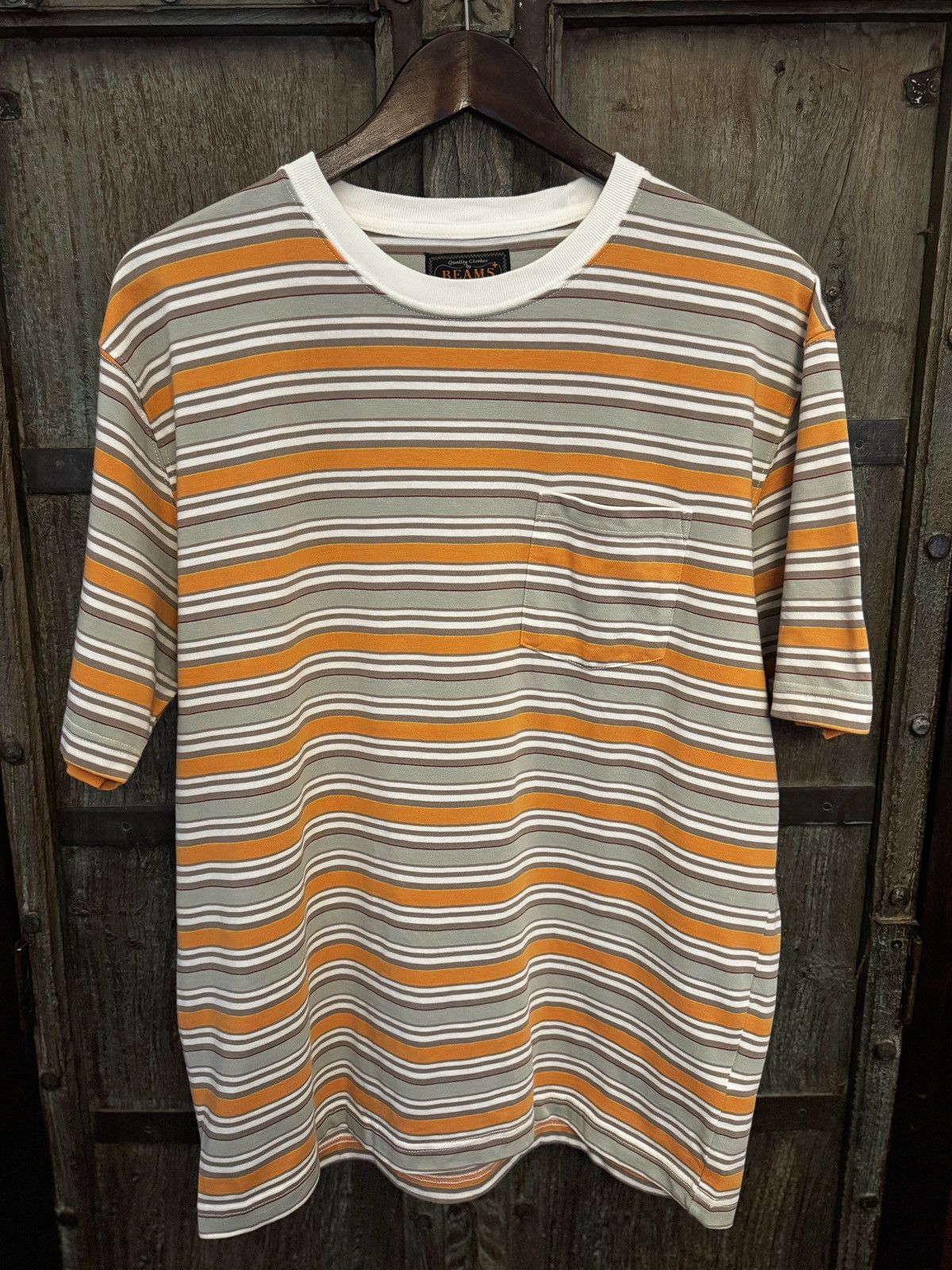 Beams Plus Beams Plus Multistripe Pocket Tee in Off White,Orange,Green Size US XL / EU 56 / 4 - 1 Thumbnail