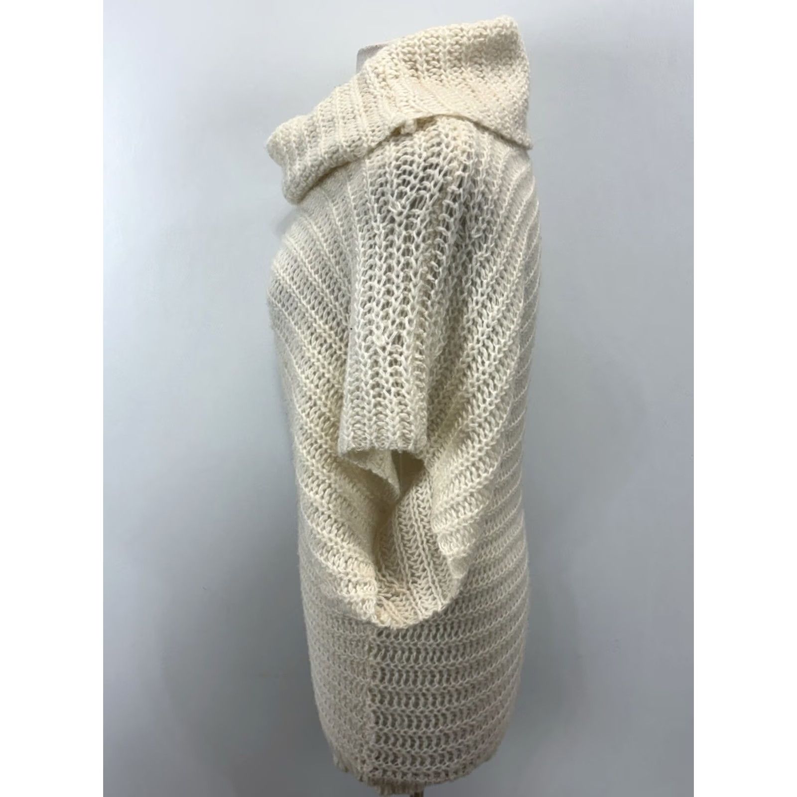 Free People Free People Sweater Cowl Neck Ivory Wool Blend Open-Knit Batwing M Medium Womens Pullover Size M / US 6-8 / IT 42-44 - 2 Thumbnail