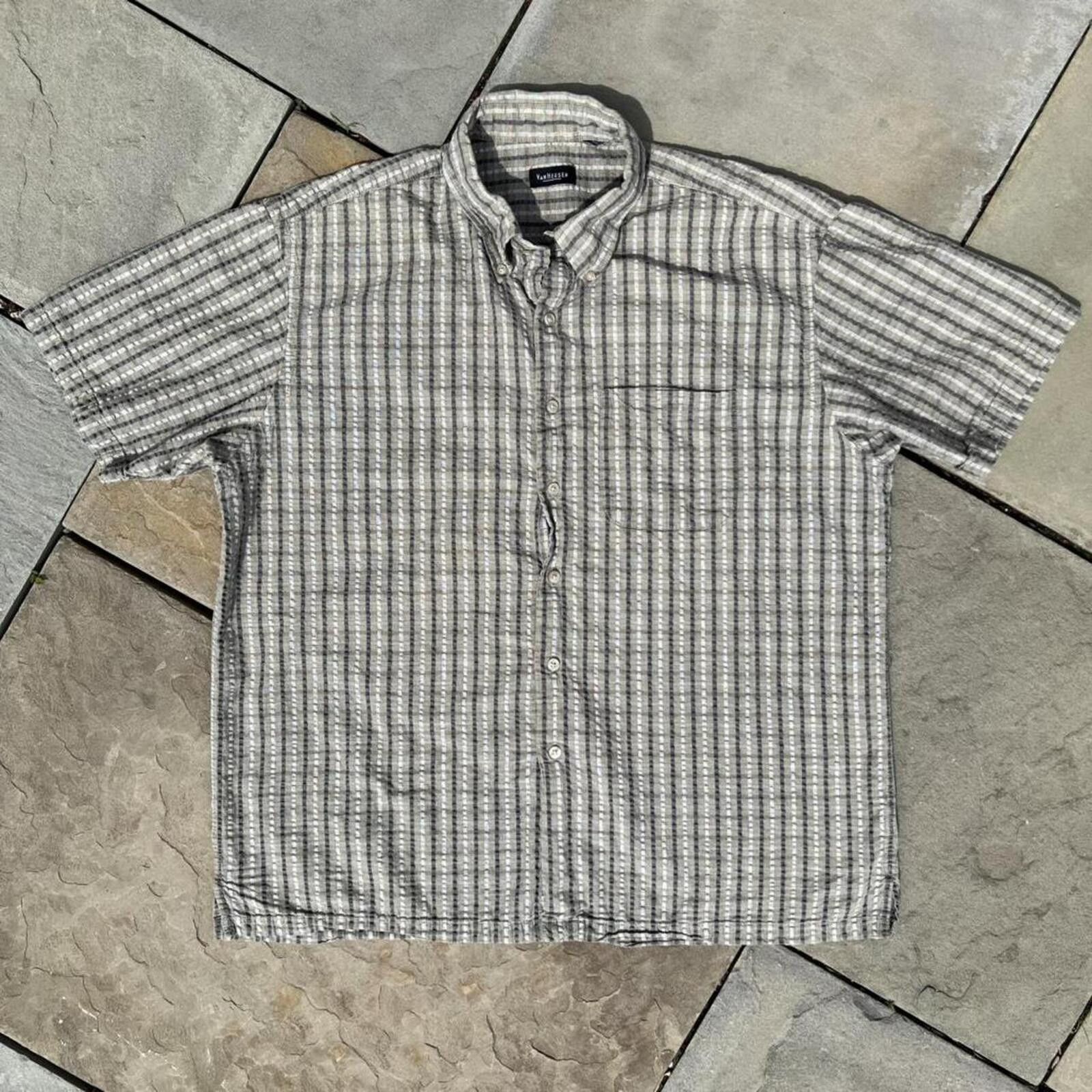 Van Heusen Y2K Olive Green Vertical Stripe Button Down Shirt Size US XL / EU 56 / 4 - 1 Thumbnail