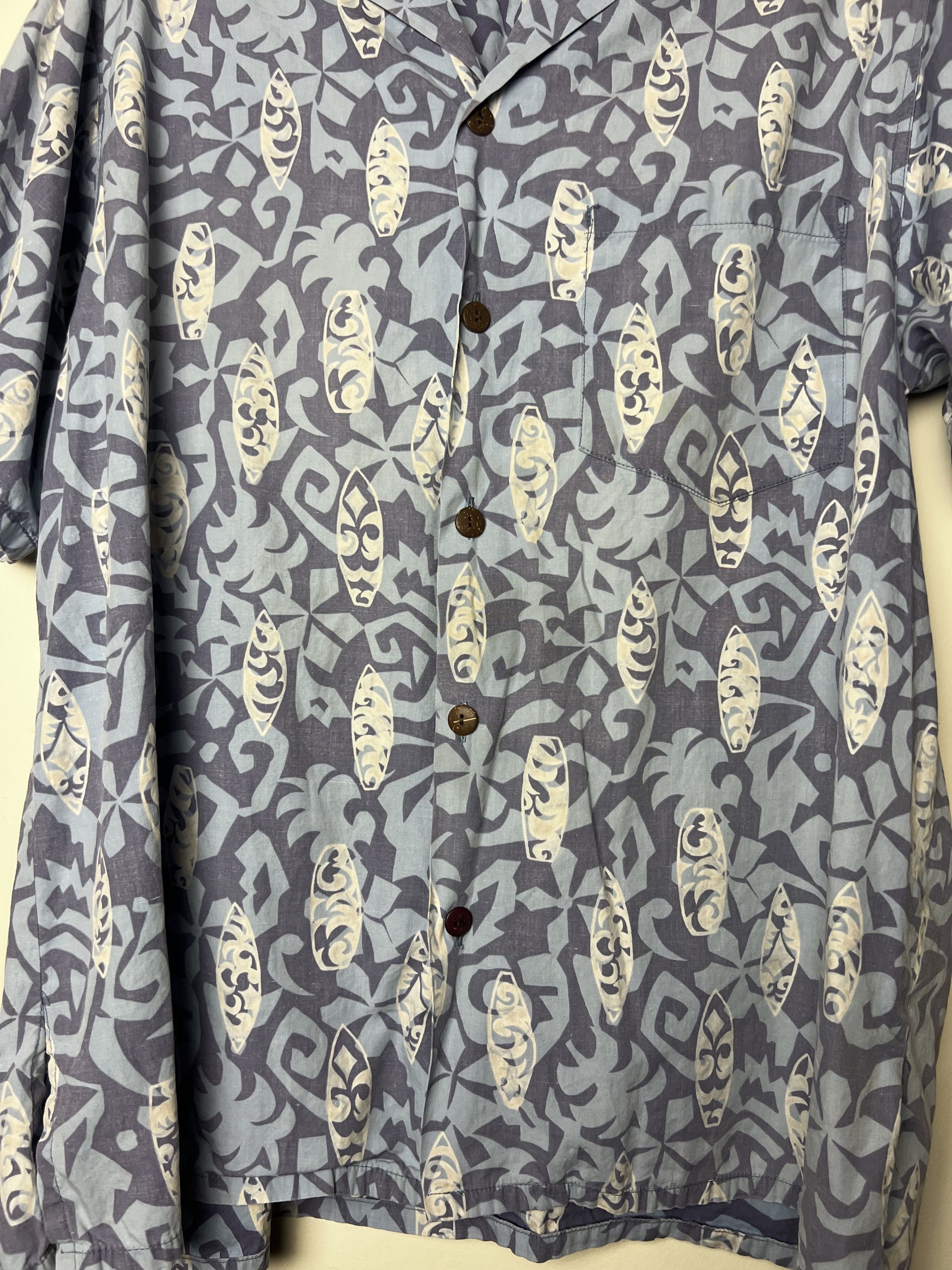 Vintage Vntg 80s Hawaii Aloha Shirt : Barefoot in Paradise Surfboard Size US L / EU 52-54 / 3 - 2 Thumbnail