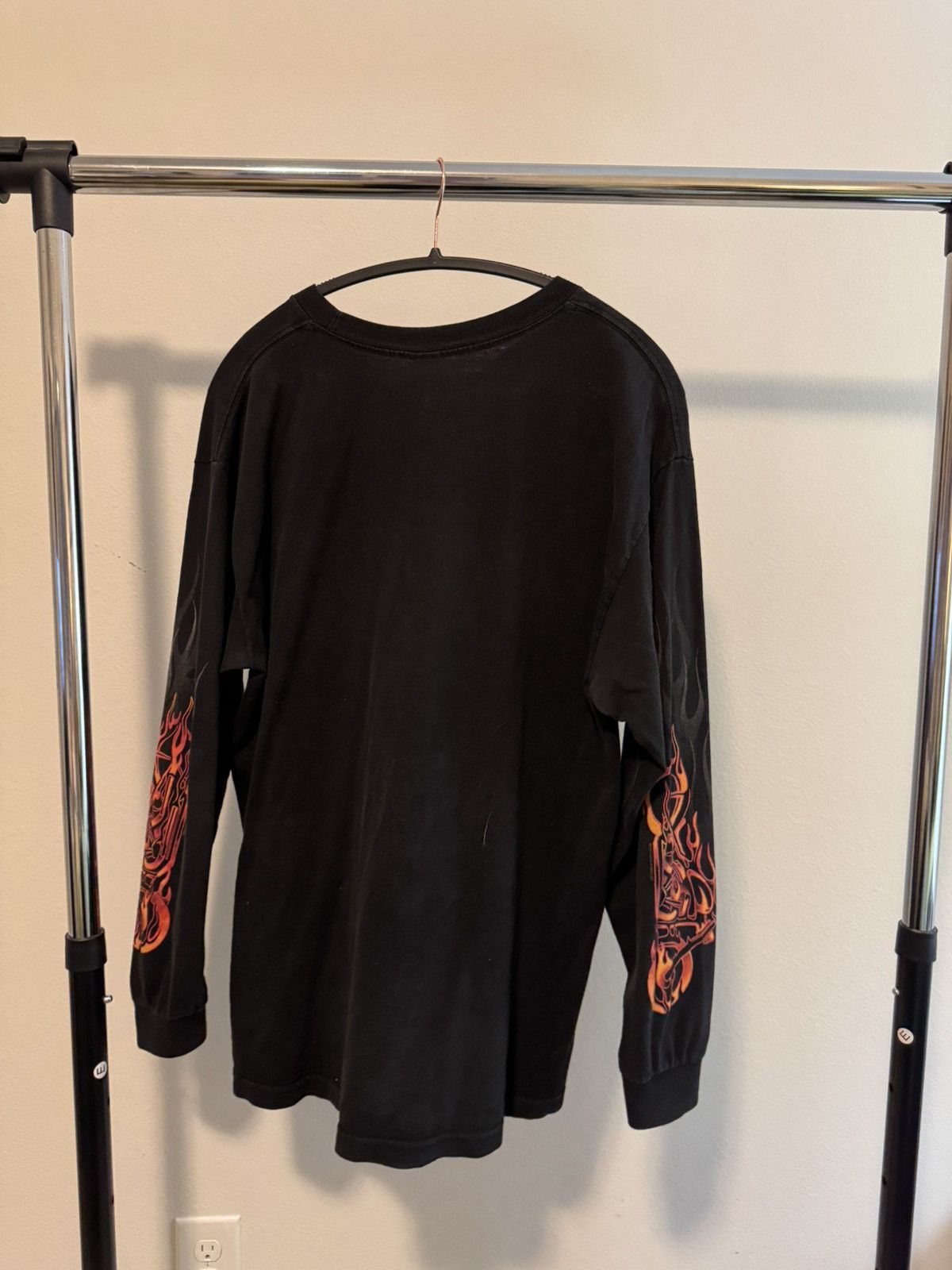 Vintage Vintage Hot Leathers Black Long Sleeve “Flame Bike” Size US L / EU 52-54 / 3 - 6 Thumbnail