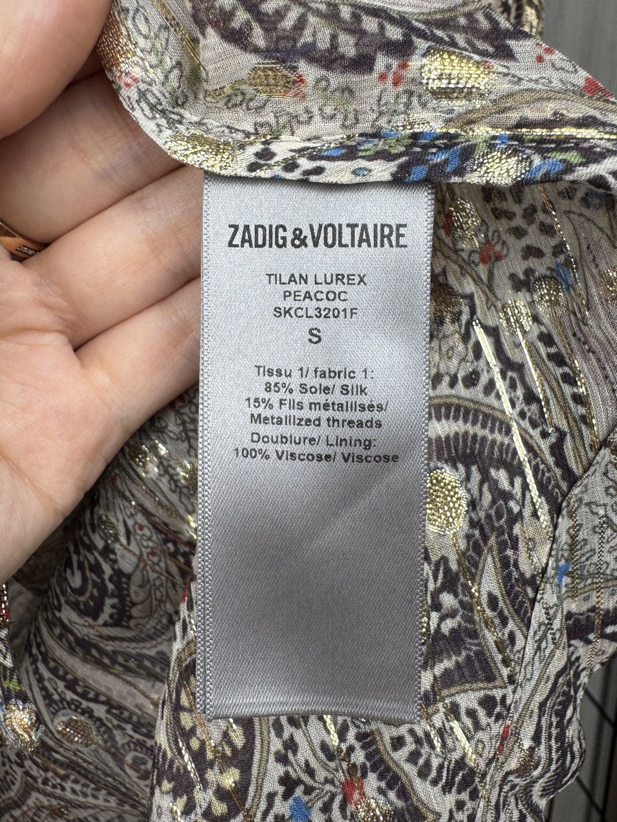 Zadig & Voltaire Zadig & Voltaire Tilan Lurex Peacoc Glitter Shirt Blouse Size S / US 4 / IT 40 - 13 Thumbnail