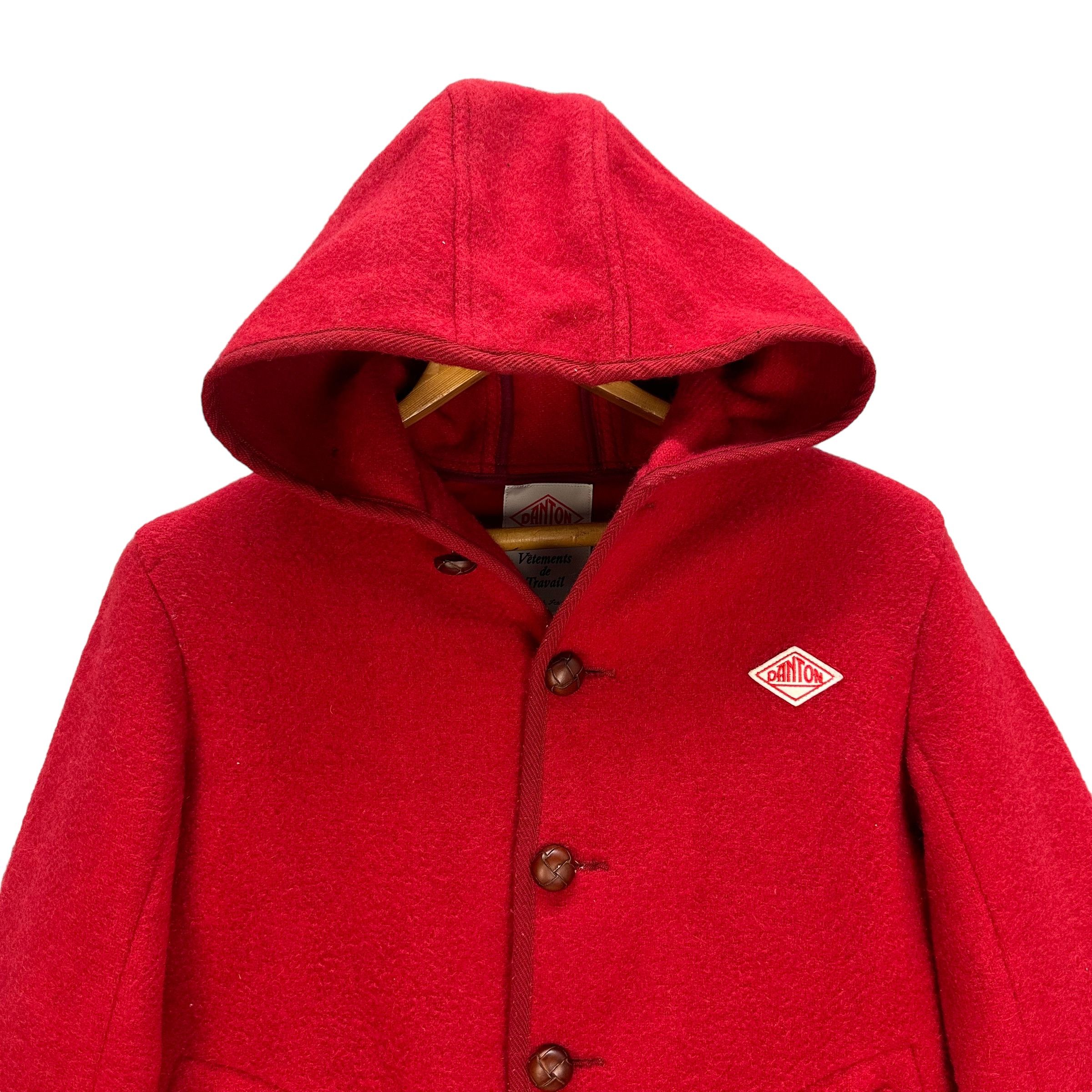 Danton DANTON RED WOOL HOODED COAT JACKET #8813-028 Size US XS / EU 42 / 0 - 2 Thumbnail