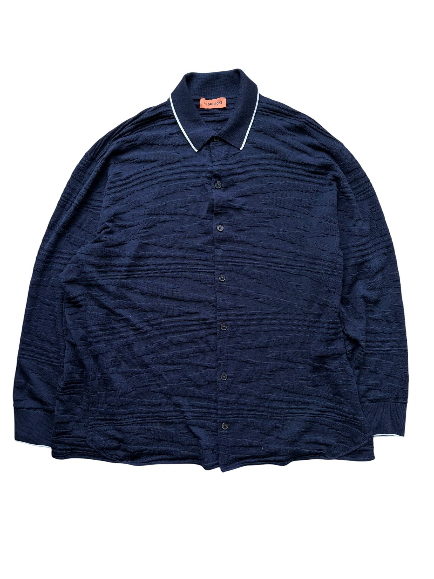 Missoni Missoni Navy Blue & White Wool Button Up Shirt Size US XXL / EU 58 / 5 - 1 Thumbnail