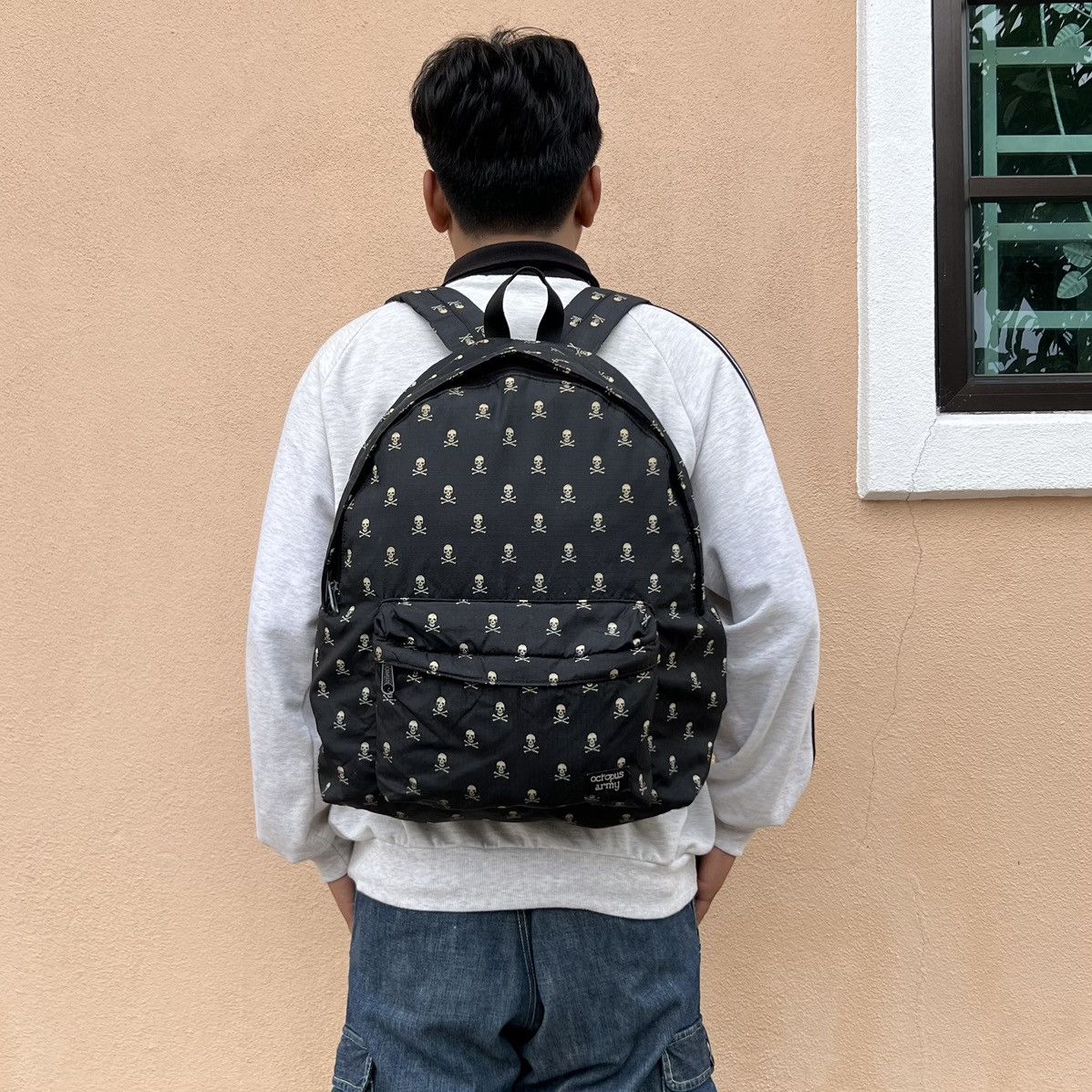 Japanese Brand Octopus Army Skull And Crossbones Patern Nylon Backpack Size ONE SIZE - 1 Thumbnail